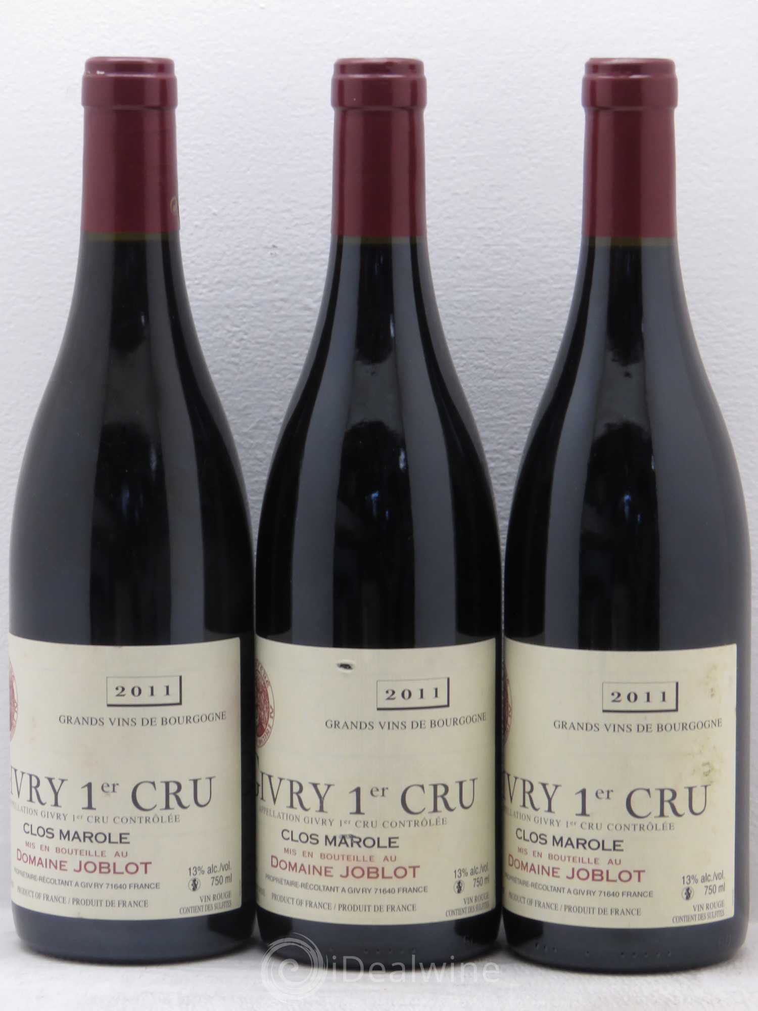 Givry 1er Cru Clos Marole Joblot (Domaine) 2011 - Lot de 3 bouteilles - 0