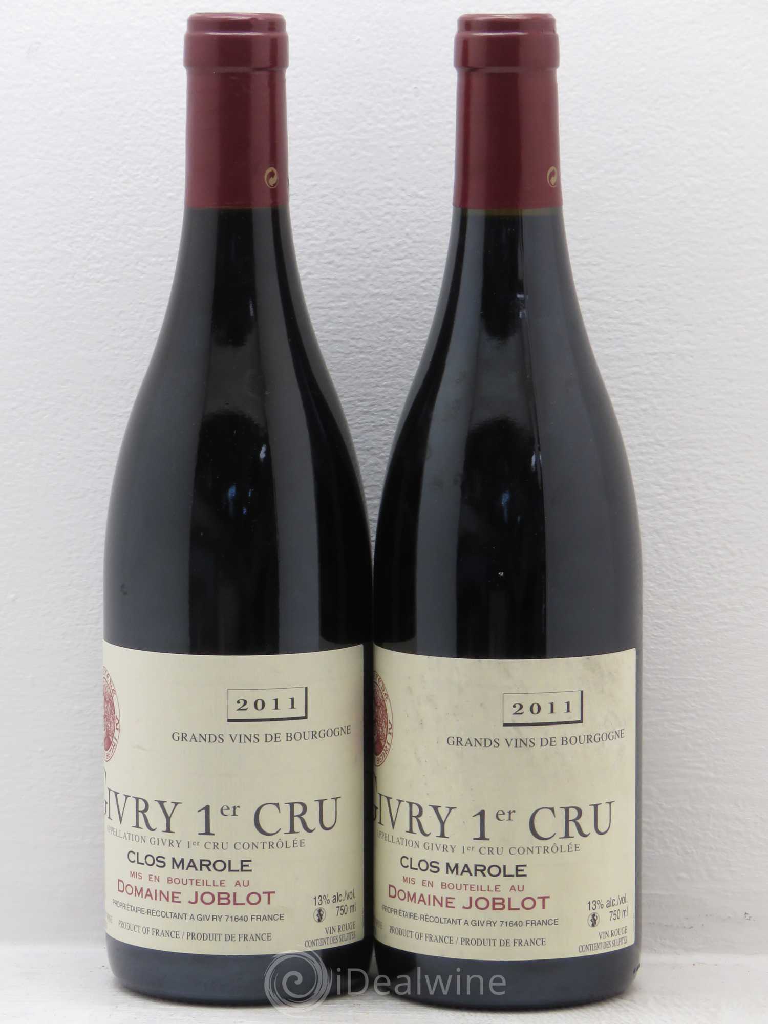 Givry 1er Cru Clos Marole Joblot (Domaine) 2011 - Lot de 2 bouteilles - 0