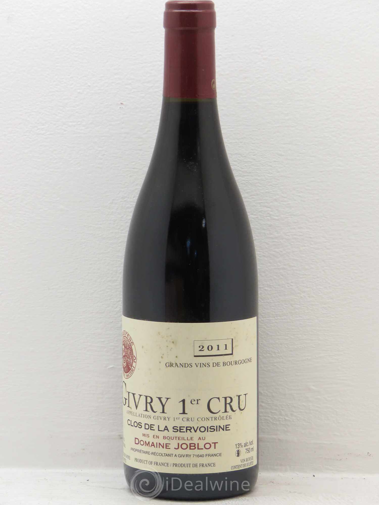 Givry 1er Cru Servoisine Joblot (Domaine) 2011 - Lot de 6 bouteilles - 0