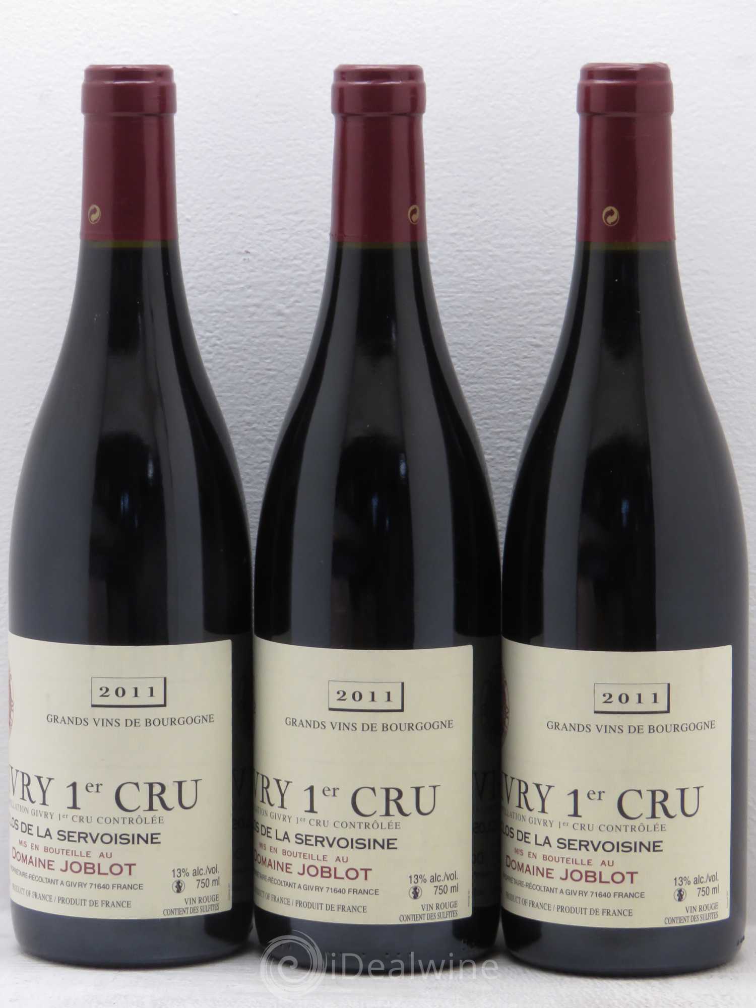 Givry 1er Cru Servoisine Joblot (Domaine) 2011 - Lot de 3 bouteilles - 0
