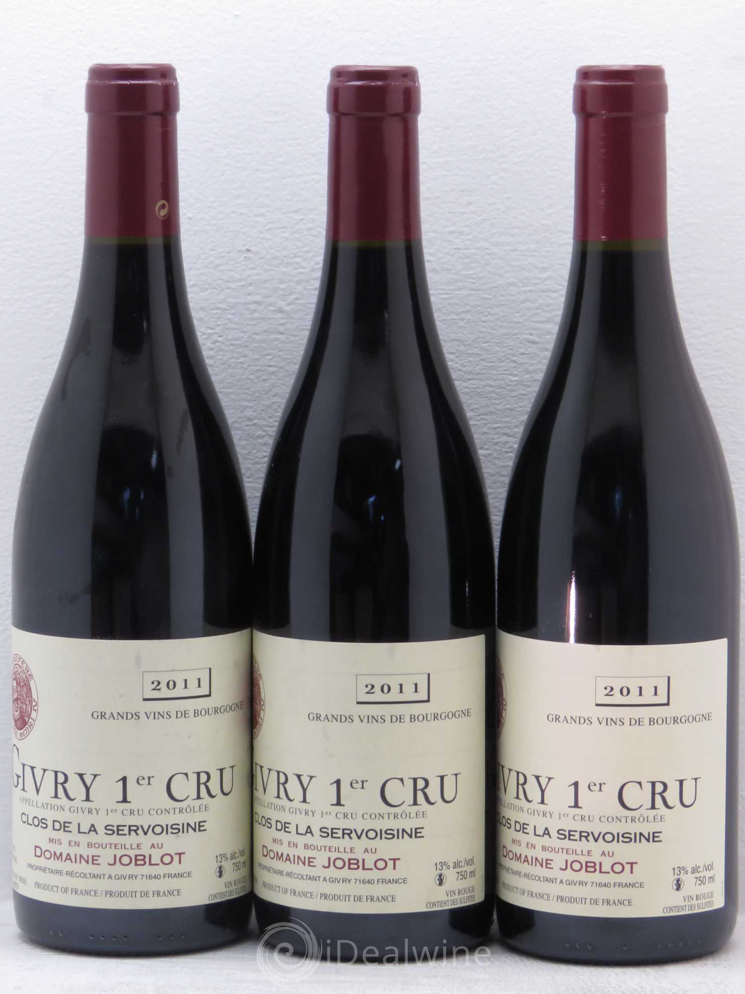 Givry 1er Cru Servoisine Joblot (Domaine) 2011 - Lot de 3 bouteilles - 0