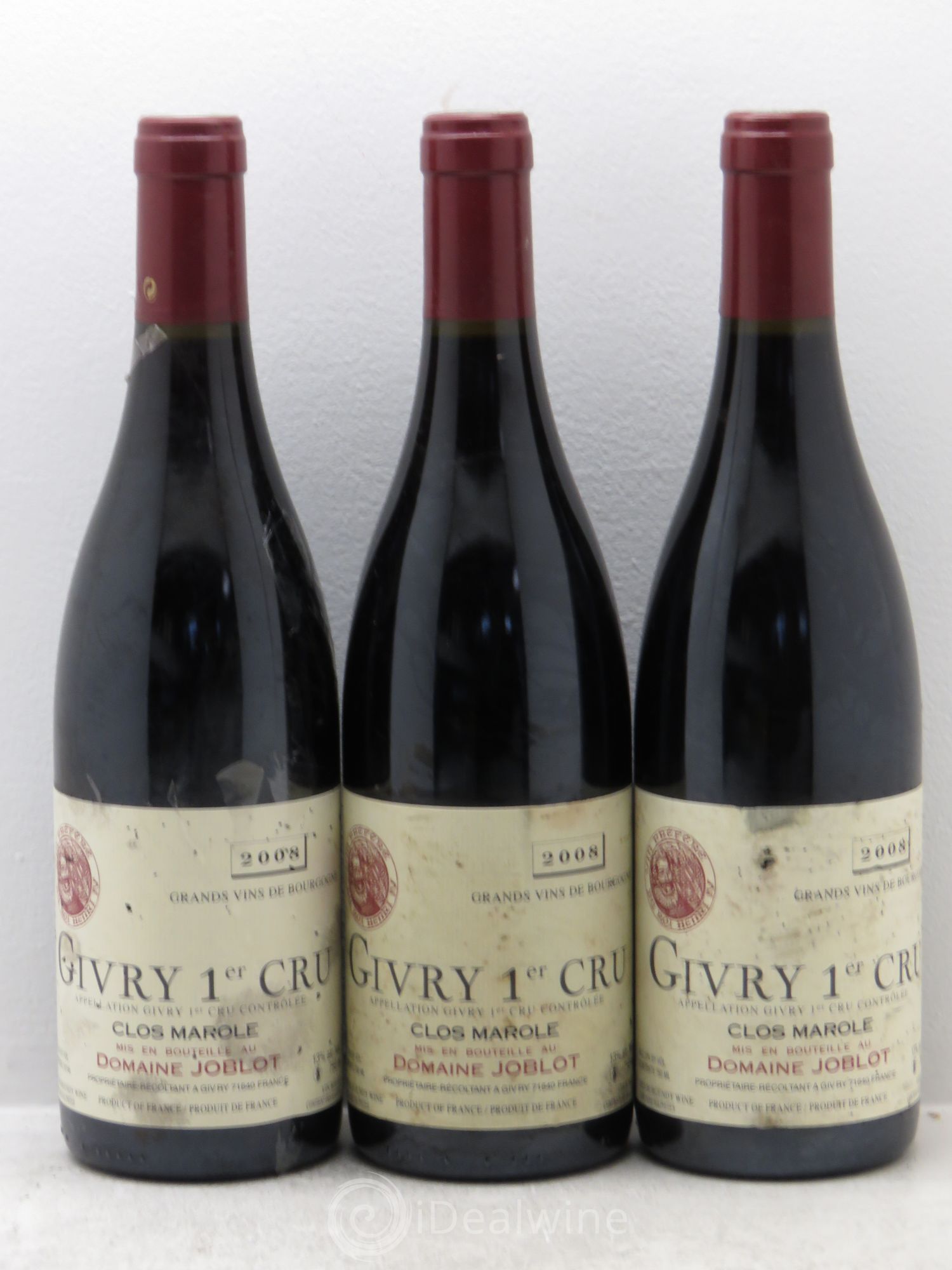 Givry 1er Cru Clos Marole Joblot (Domaine) 2008 - Lot de 3 bouteilles - 0