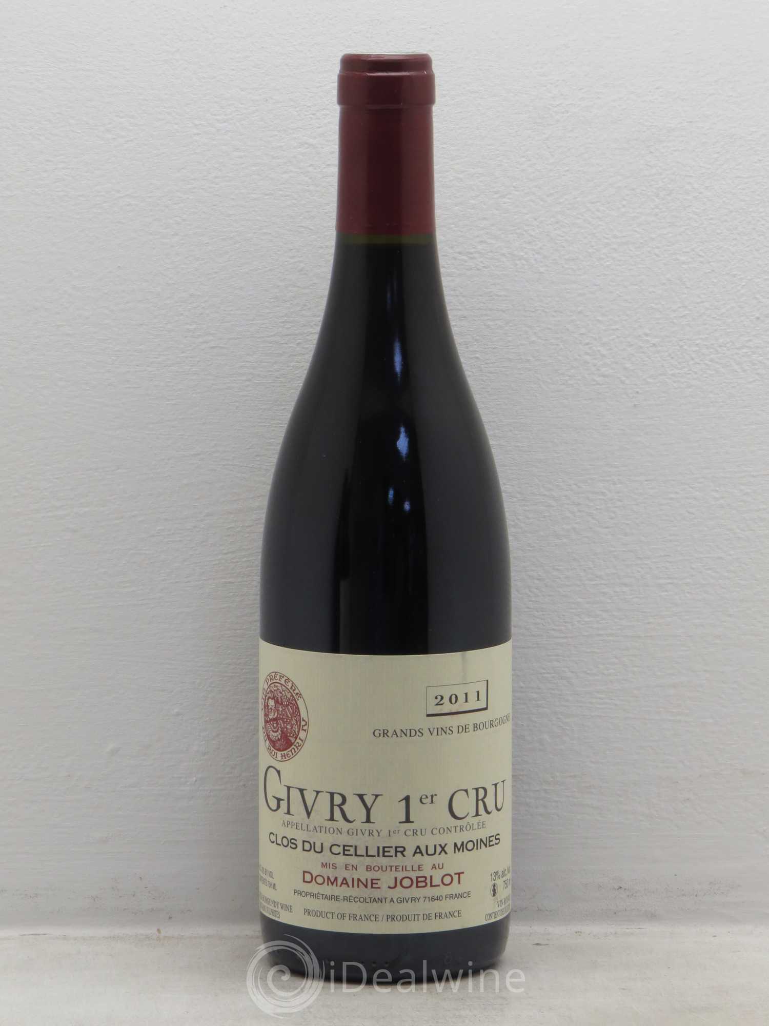 Givry 1er Cru Clos du Cellier aux Moines Joblot (Domaine) 2011 - Lot de 6 bouteilles - 0