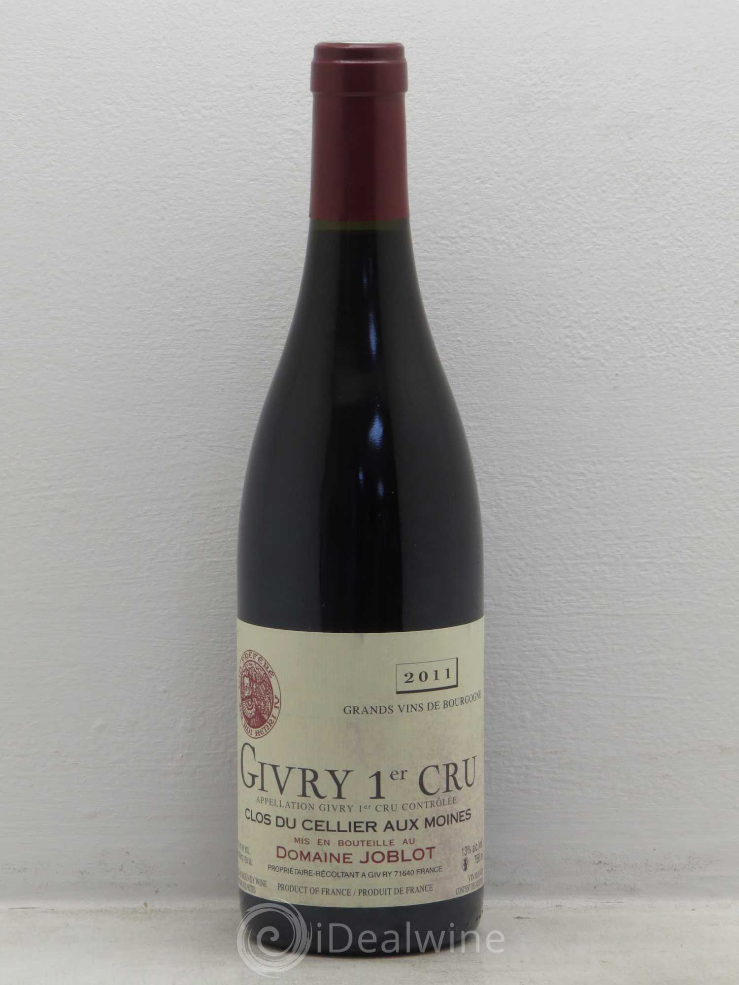 Givry 1er Cru Clos du Cellier aux Moines Joblot (Domaine) 2011 - Lot de 1 bouteille - 0