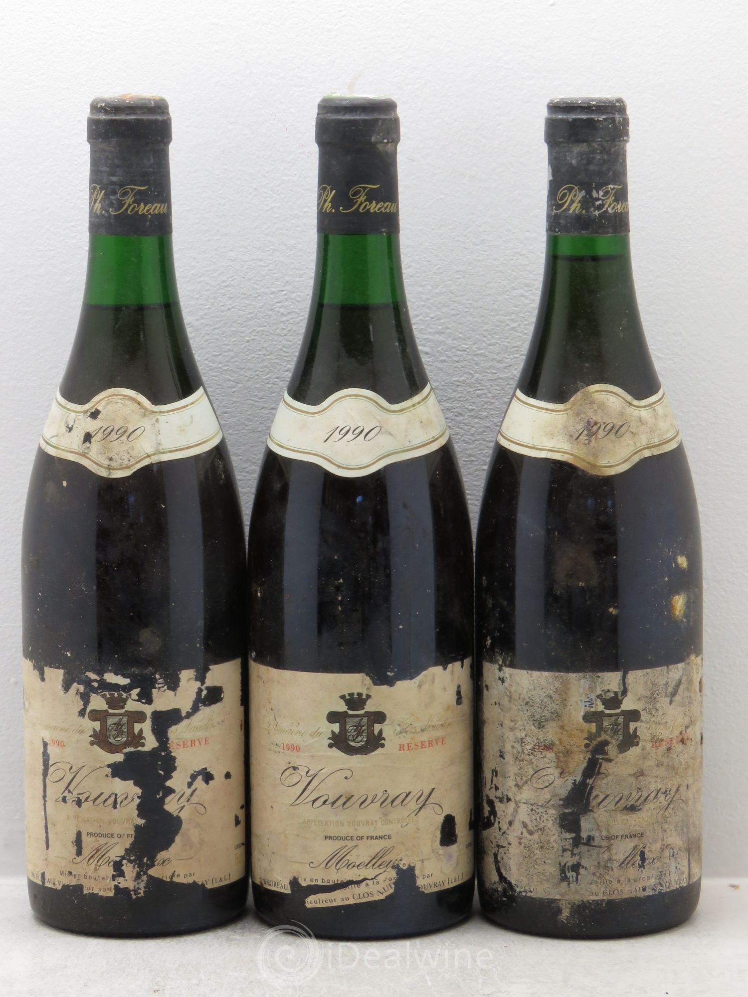 Vouvray Moelleux Réserve Clos Naudin - Philippe Foreau 1990 - Lotto di 3 bottiglie - 0