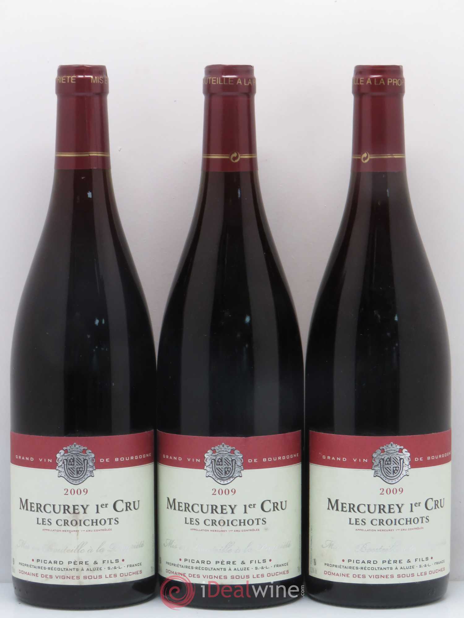 Mercurey 1er Cru Les Croichots Domaine Picard 2009 - Lot of 3 bottles - 0