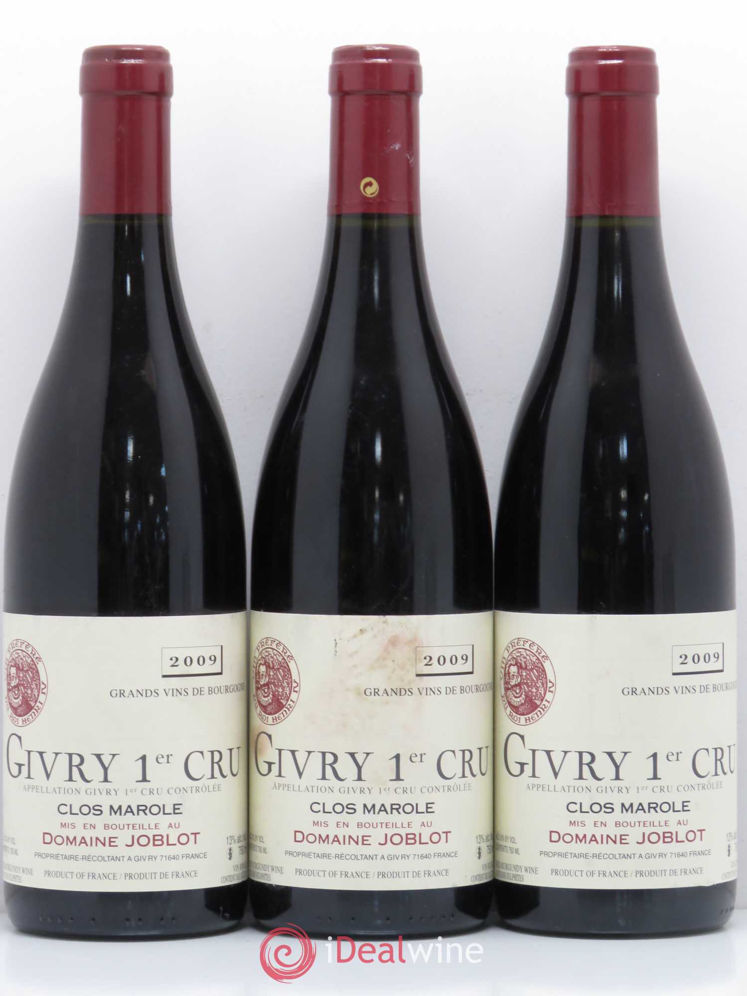 Givry 1er Cru Clos Marole Joblot (Domaine) 2009 - Lot de 3 bouteilles - 0