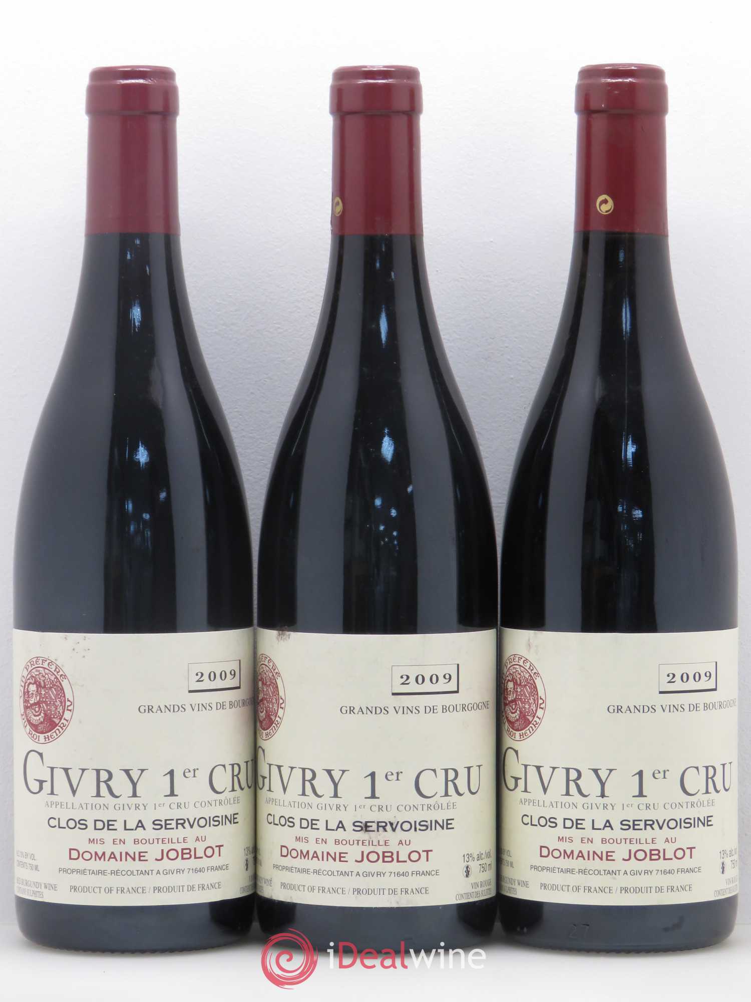 Givry 1er Cru Servoisine Joblot (Domaine) 2009 - Lot de 3 bouteilles - 0