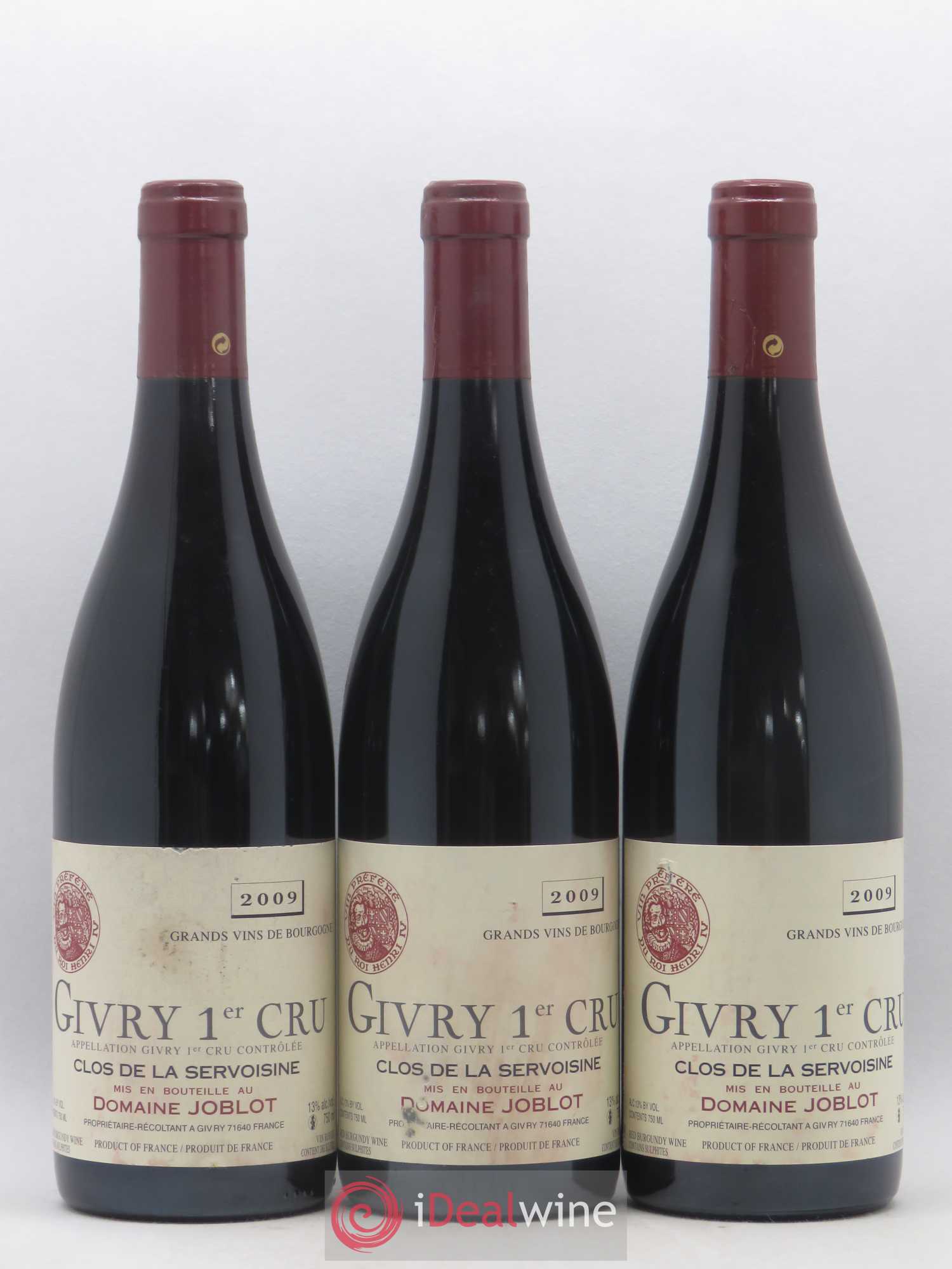 Givry 1er Cru Servoisine Joblot (Domaine) 2009 - Lot de 3 bouteilles - 0