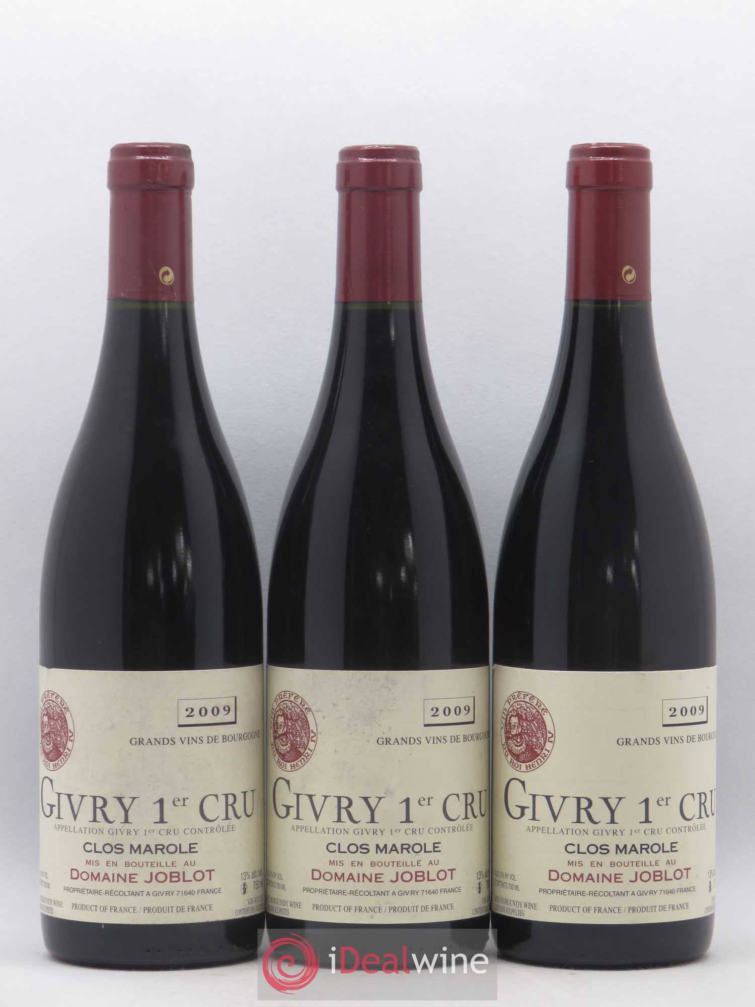 Givry 1er Cru Clos Marole Joblot (Domaine) 2009 - Lot de 3 bouteilles - 0