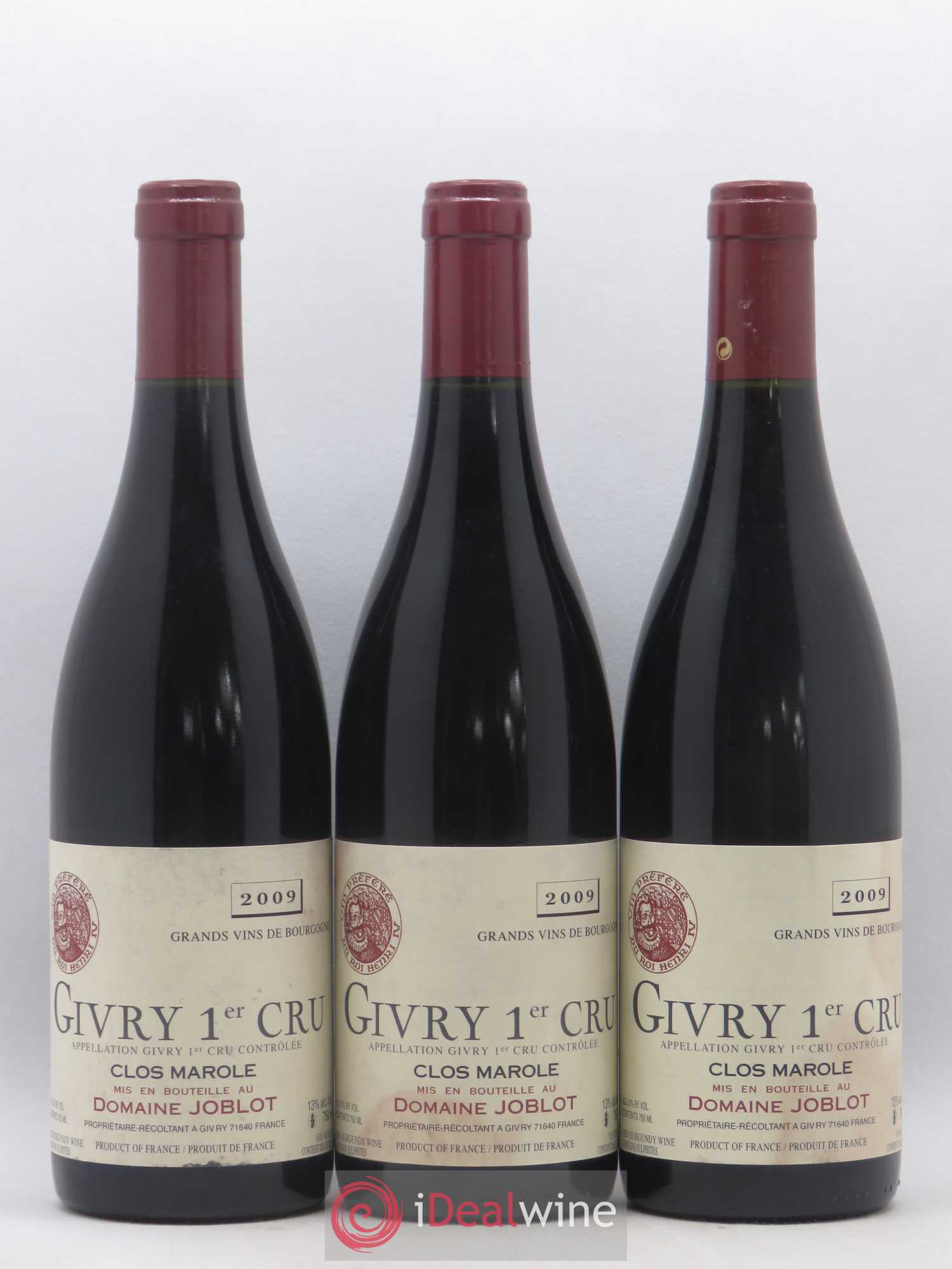 Givry 1er Cru Clos Marole Joblot (Domaine) 2009 - Lot de 3 bouteilles - 0
