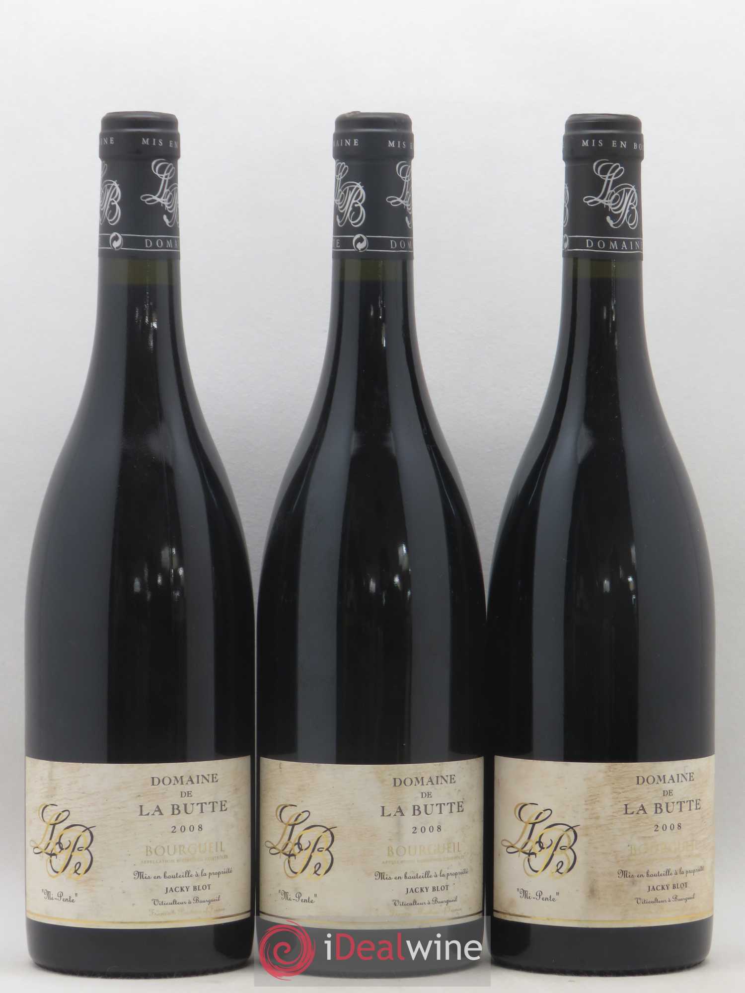 Bourgueil Mi-Pente Domaine de La Butte - Jacky Blot 2008 - Lot de 3 bouteilles - 0