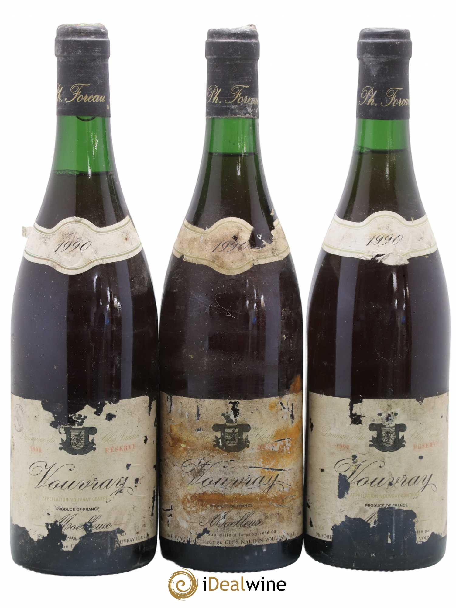 Vouvray Moelleux Réserve Clos Naudin - Philippe Foreau 1990 - Lotto di 3 bottiglie - 0
