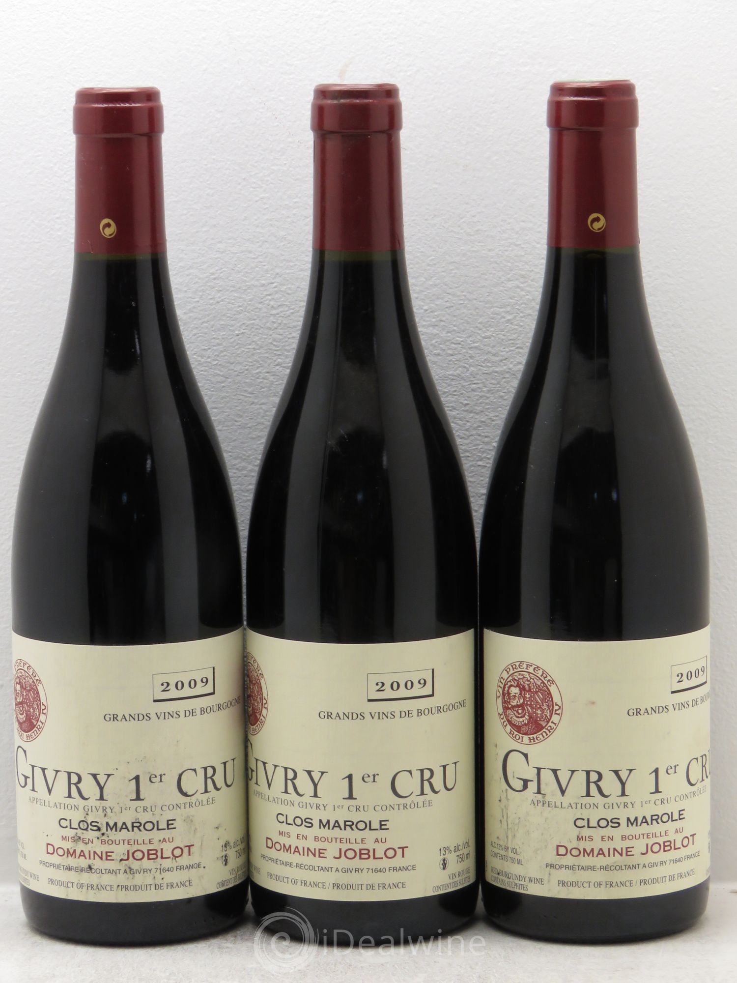 Givry 1er Cru Clos Marole Joblot (Domaine) 2009 - Lot de 3 bouteilles - 0
