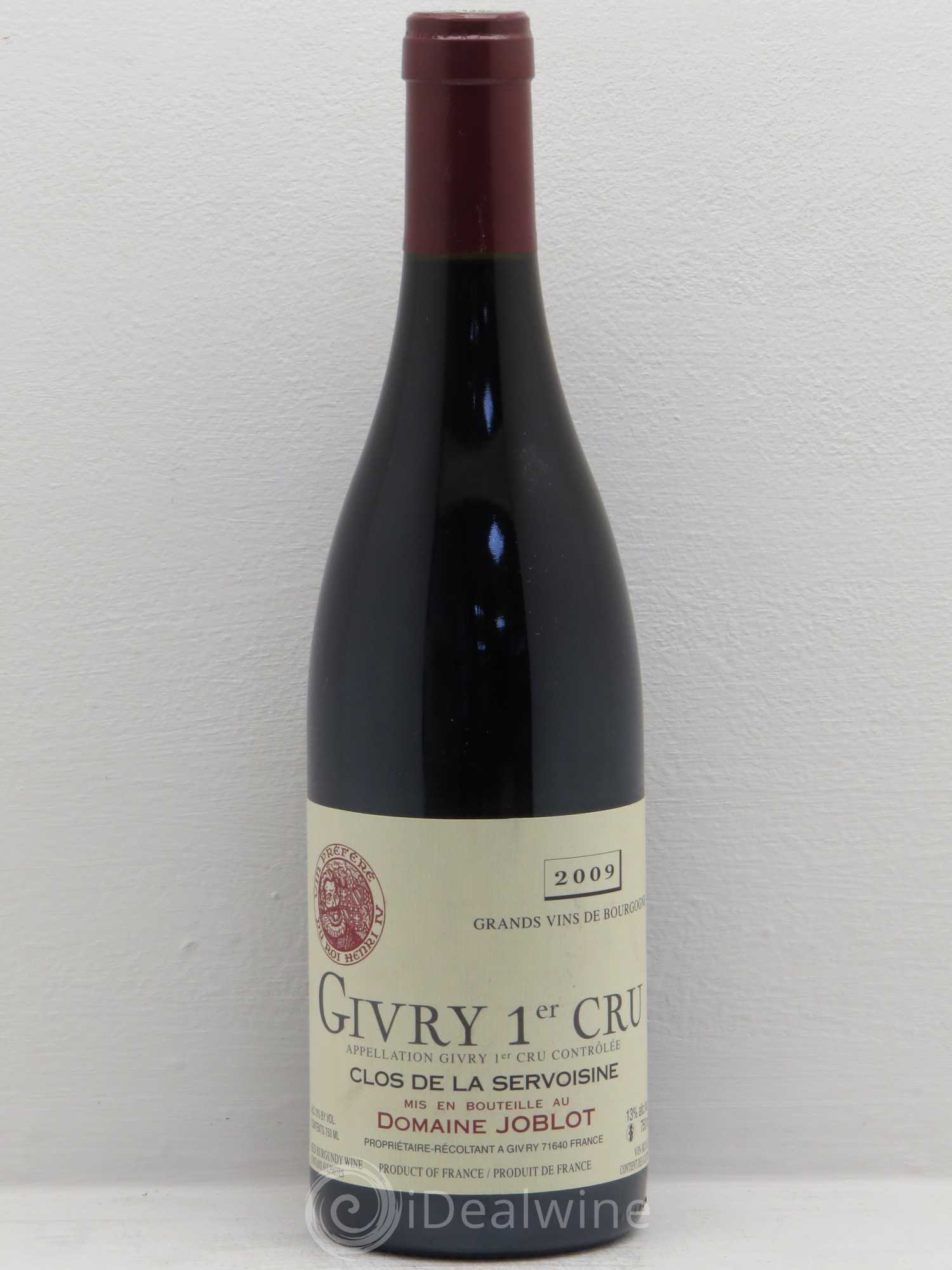 Givry 1er Cru Servoisine Joblot (Domaine) 2009 - Lot de 1 bouteille - 0