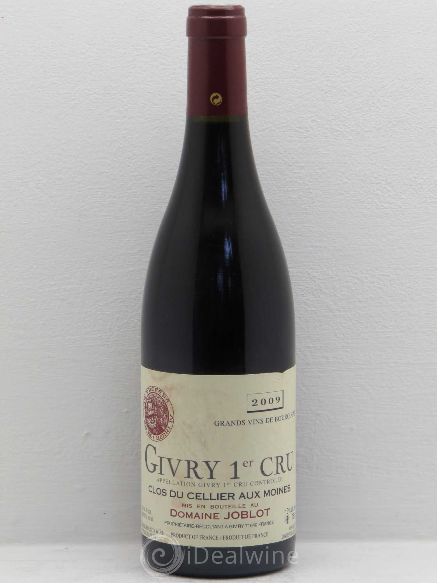 Givry 1er Cru Clos du Cellier aux Moines Joblot (Domaine) 2009 - Lot de 1 bouteille - 0
