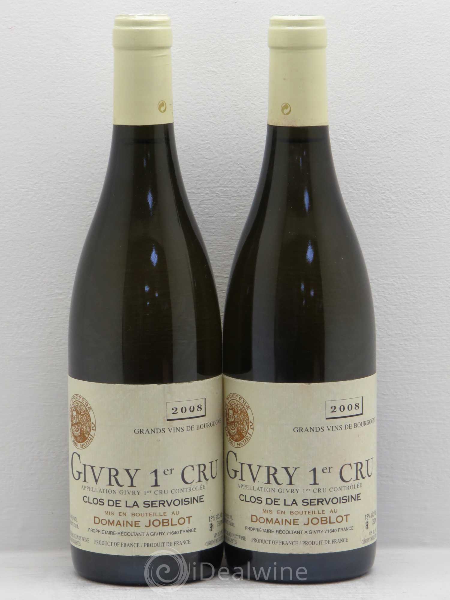 Givry 1er Cru Servoisine Joblot (Domaine) 2008 - Lot de 2 bouteilles - 0