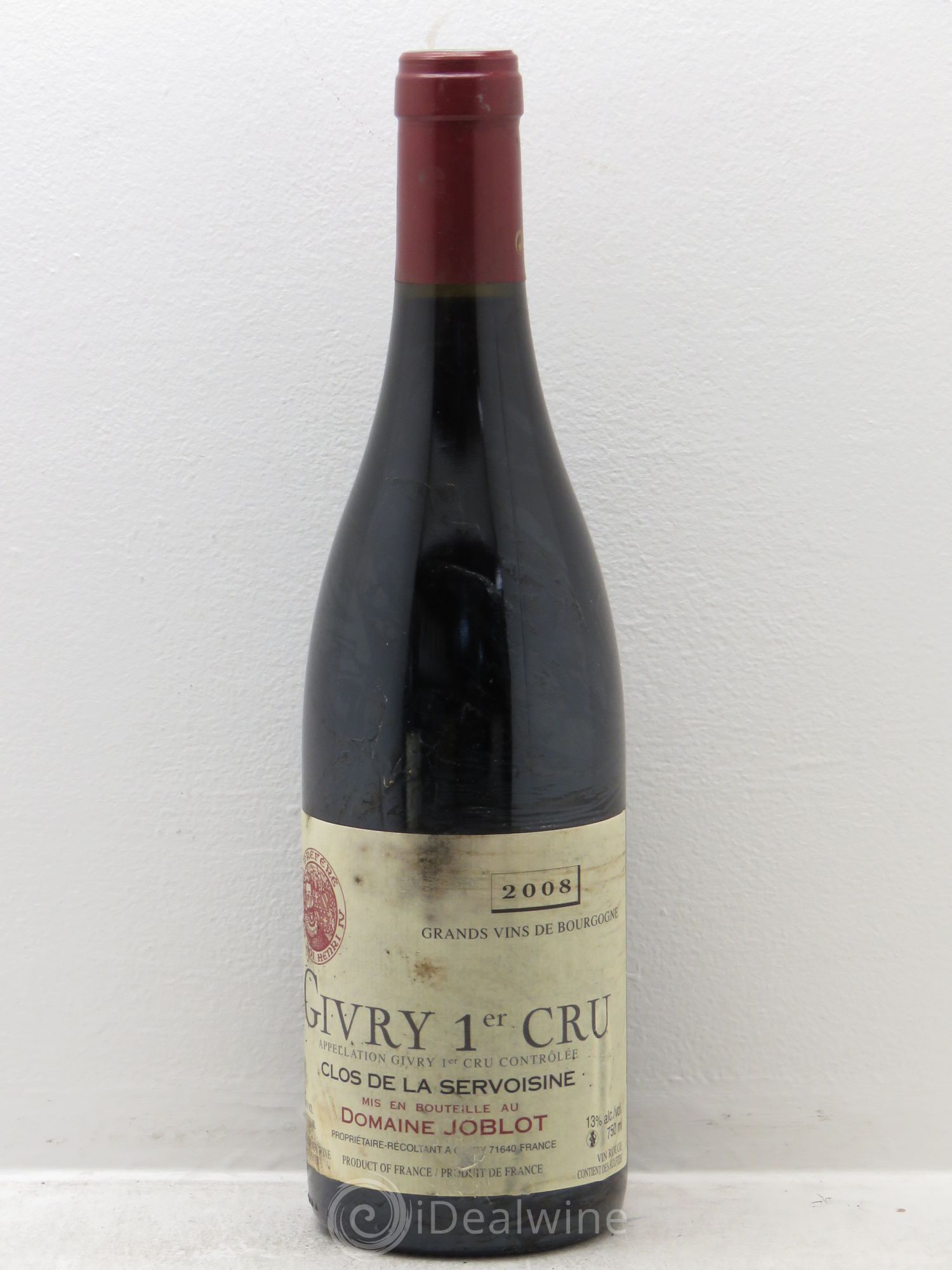 Givry 1er Cru Servoisine Joblot (Domaine) 2008 - Lot de 12 bouteilles - 0