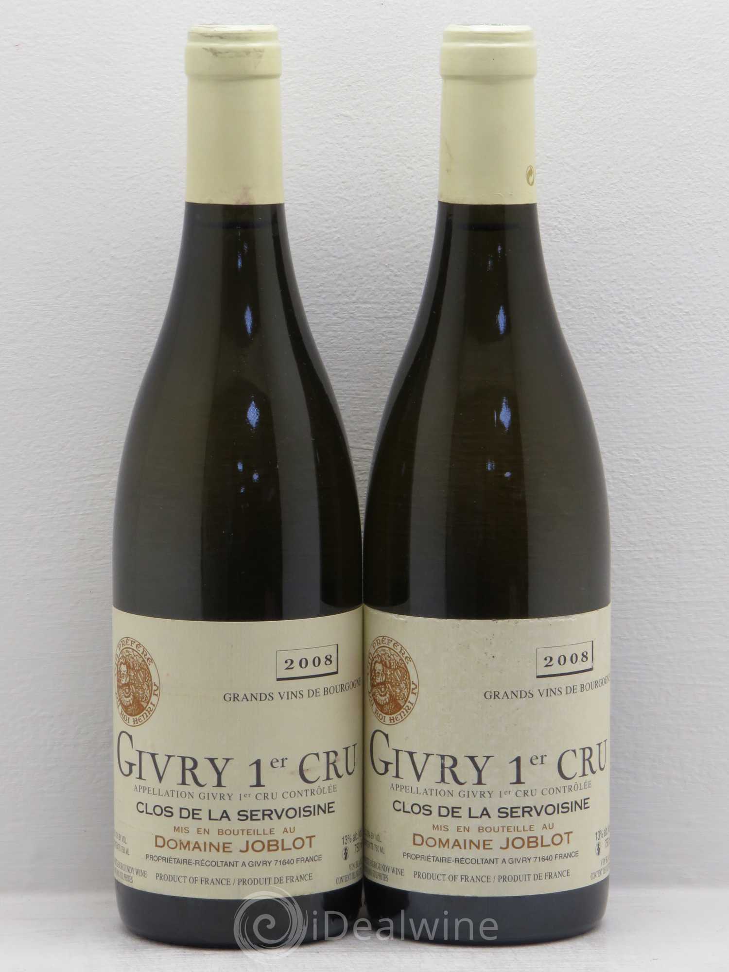 Givry 1er Cru Servoisine Joblot (Domaine) 2008 - Lot de 2 bouteilles - 0