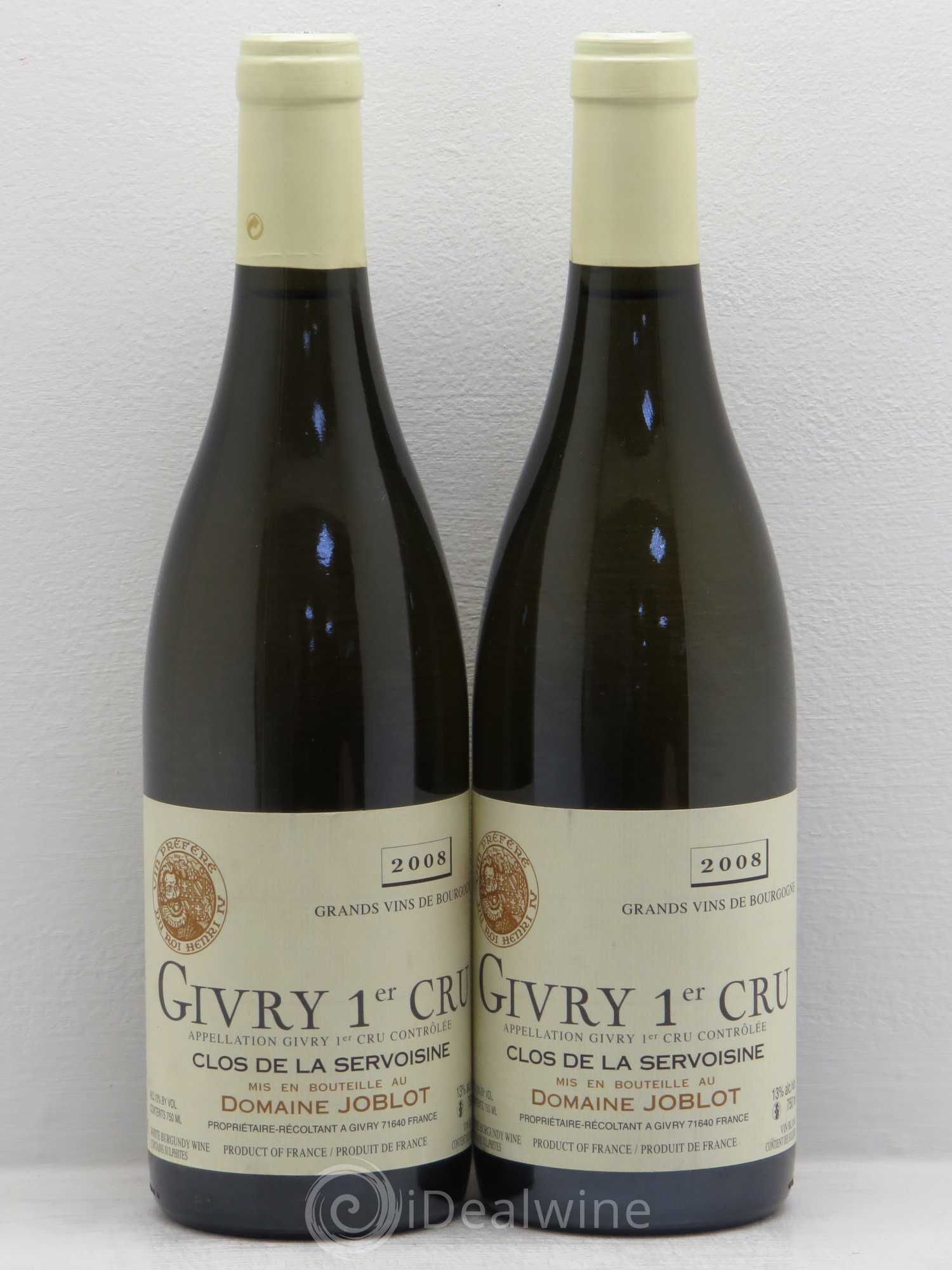 Givry 1er Cru Servoisine Joblot (Domaine) 2008 - Lot de 2 bouteilles - 0