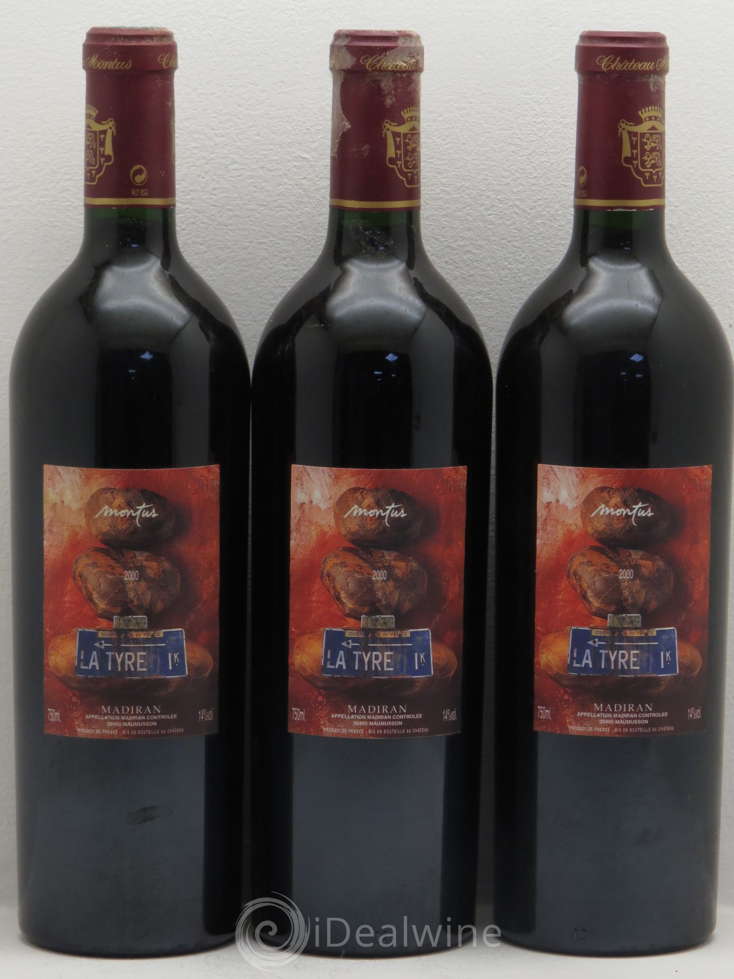 Madiran Château Montus-La Tyre Alain Brumont 2000 - Lot de 3 bouteilles - 0