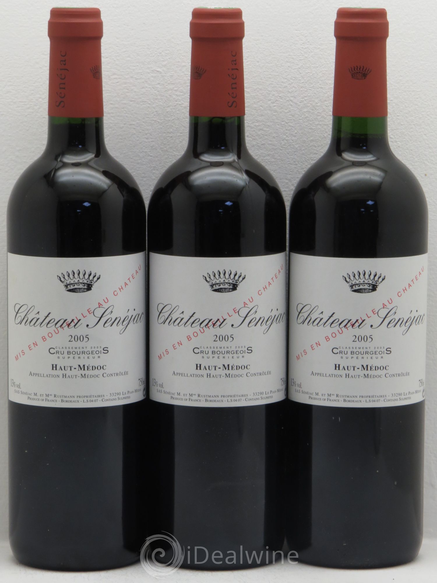 Château Sénejac Cru Bourgeois 2005 - Lot de 3 bouteilles - 0