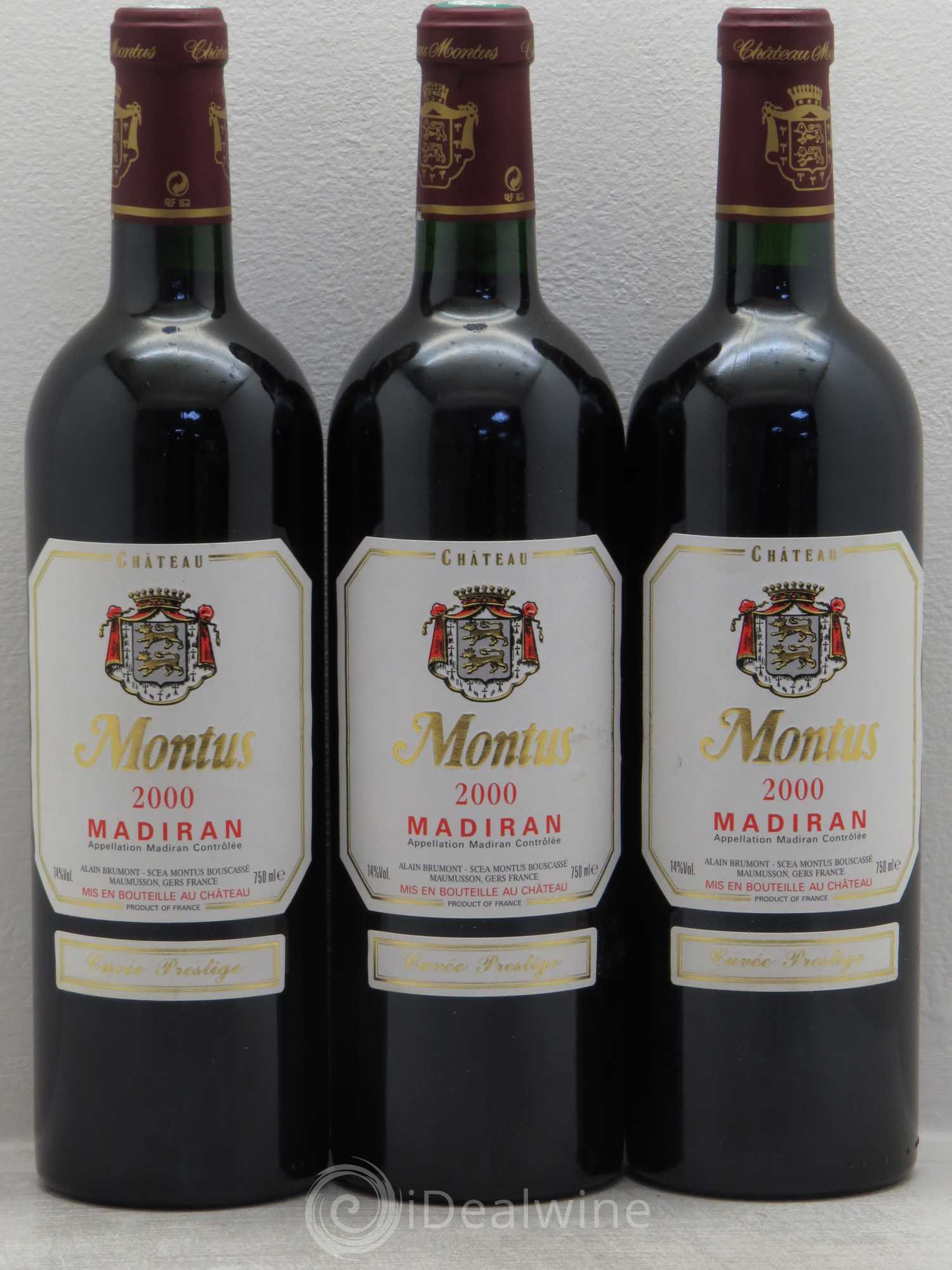 Madiran Château Montus-Prestige Alain Brumont 2000 - Lot de 3 bouteilles - 0