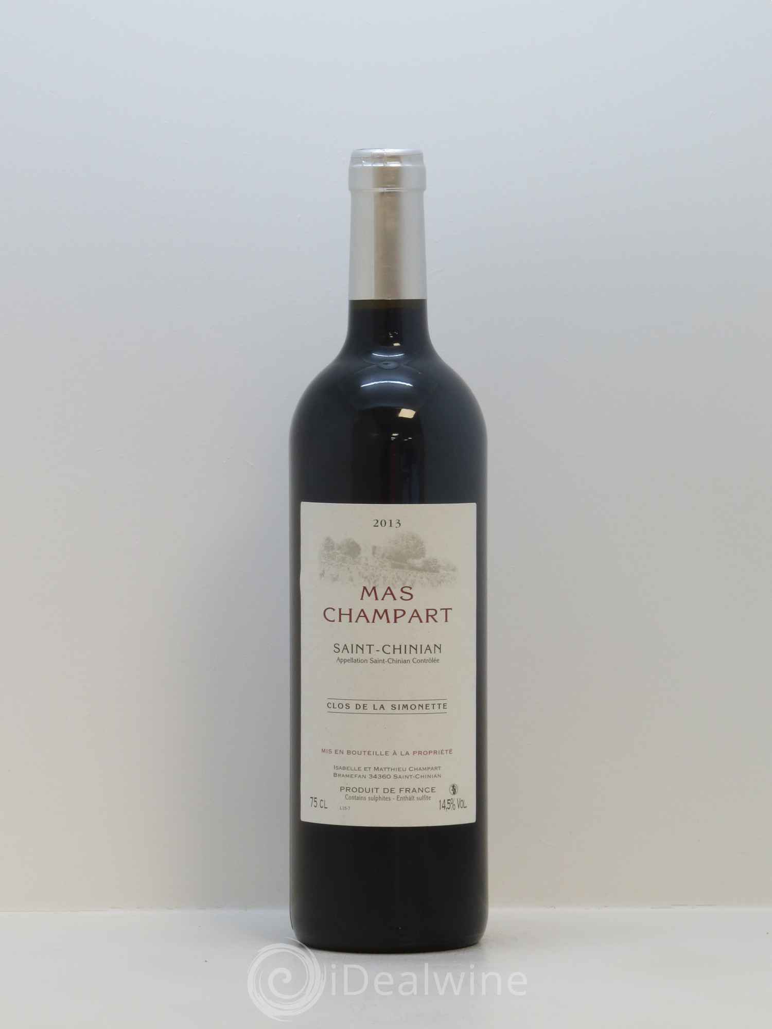 Saint-Chinian Mas Champart Clos de La Simonette Isabelle et Mathieu Champart 2013 - Lot de 1 bouteille - 0