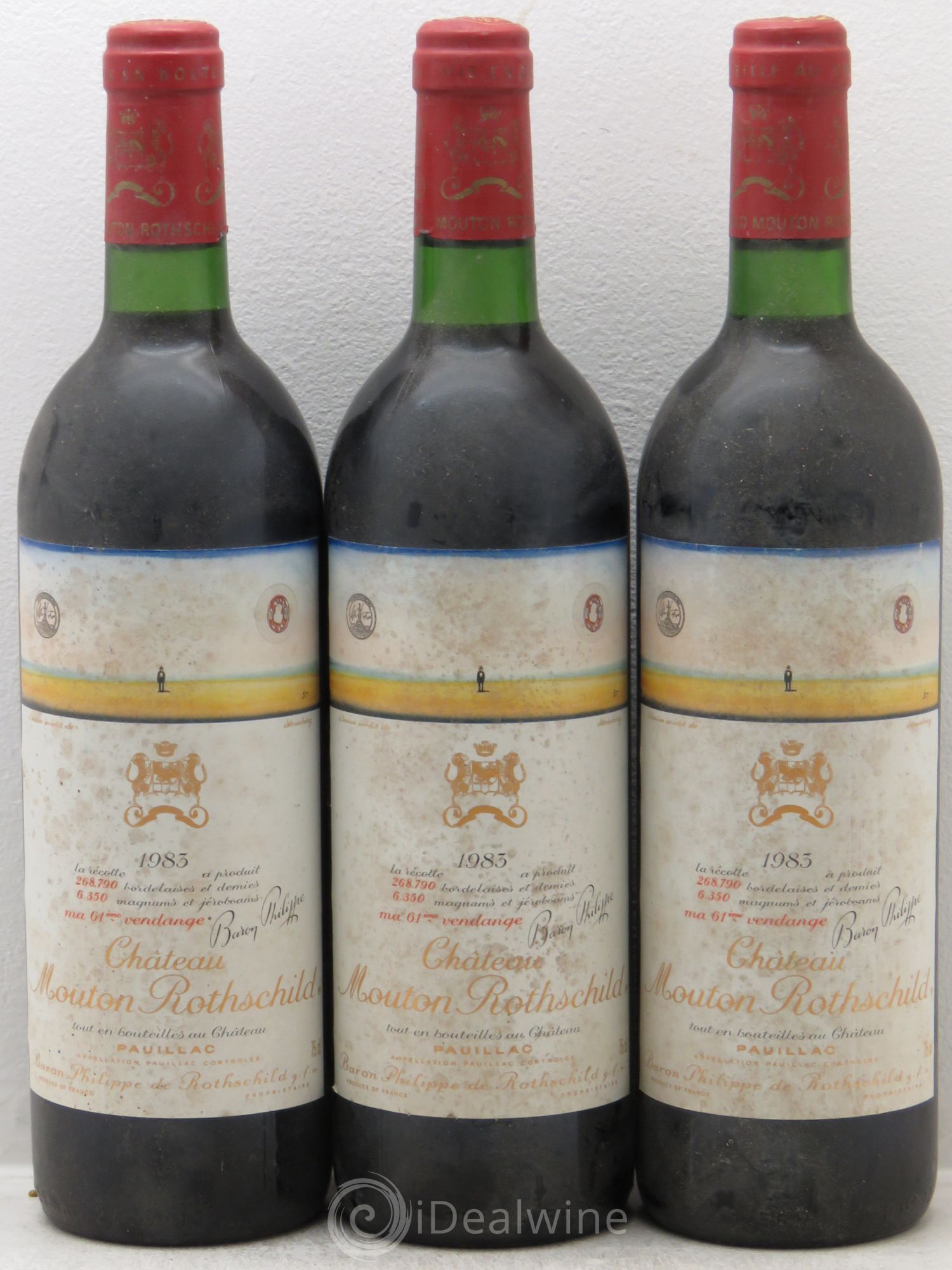 Château Mouton Rothschild 1er Grand Cru Classé 1983 - Lot de 3 bouteilles - 0