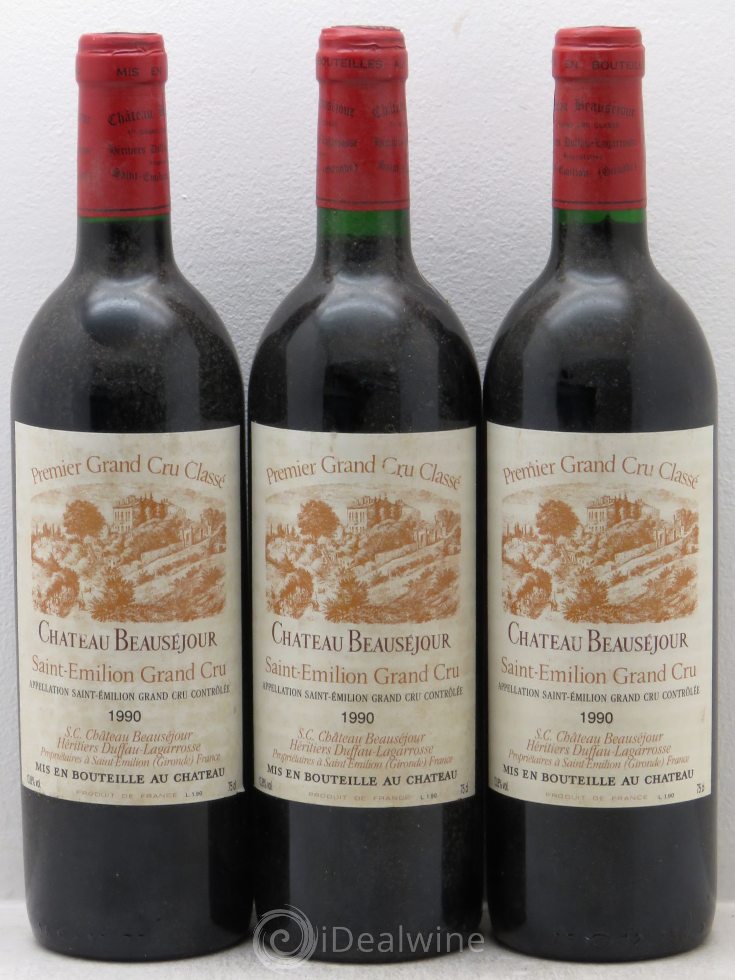 Château Beauséjour (Duffau-Lagarrosse) 1er Grand Cru Classé B 1990 - Lot de 3 bouteilles - 0