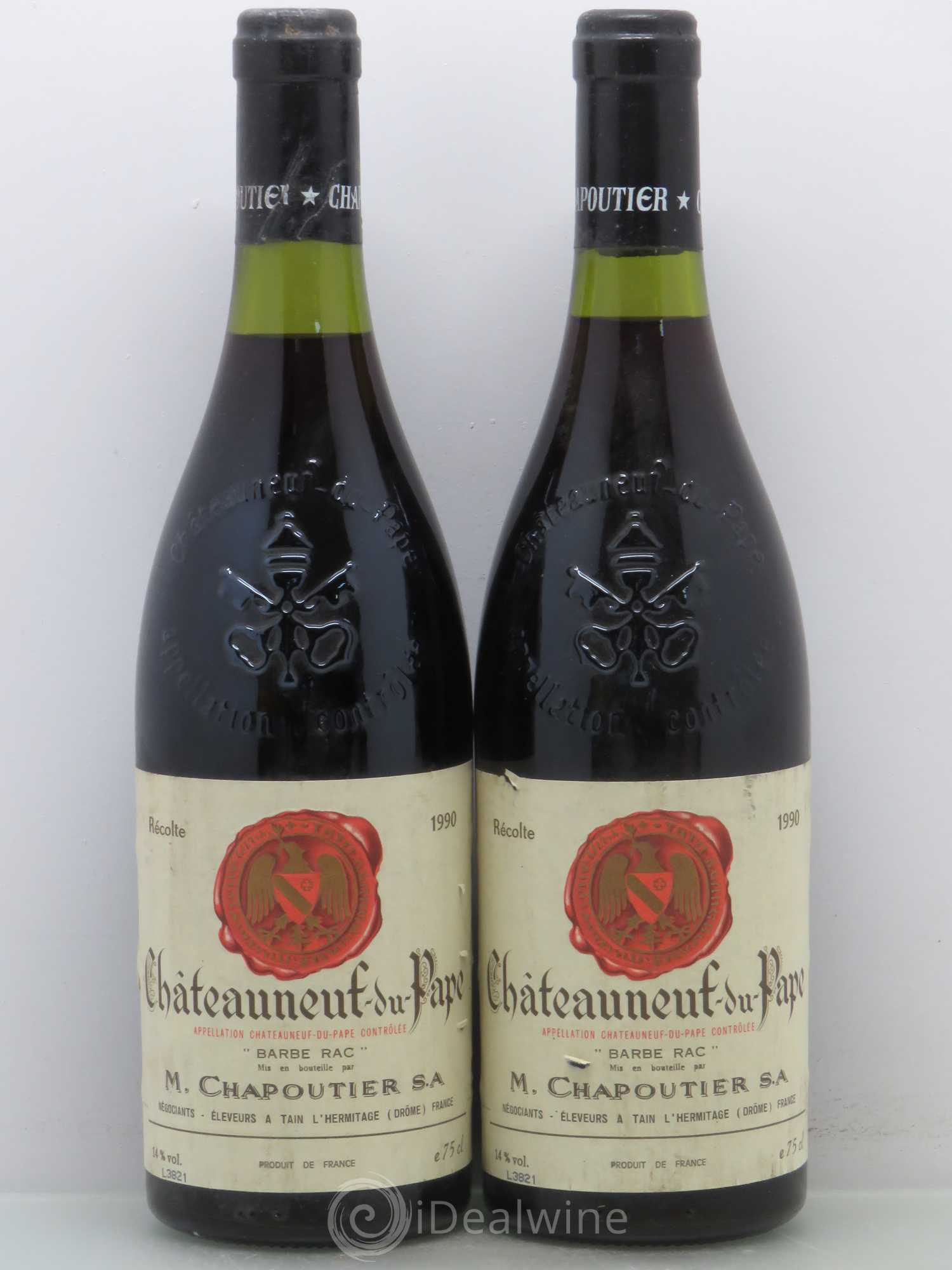 Châteauneuf-du-Pape Barbe Rac Chapoutier 1990 - Lot de 2 bouteilles - 0