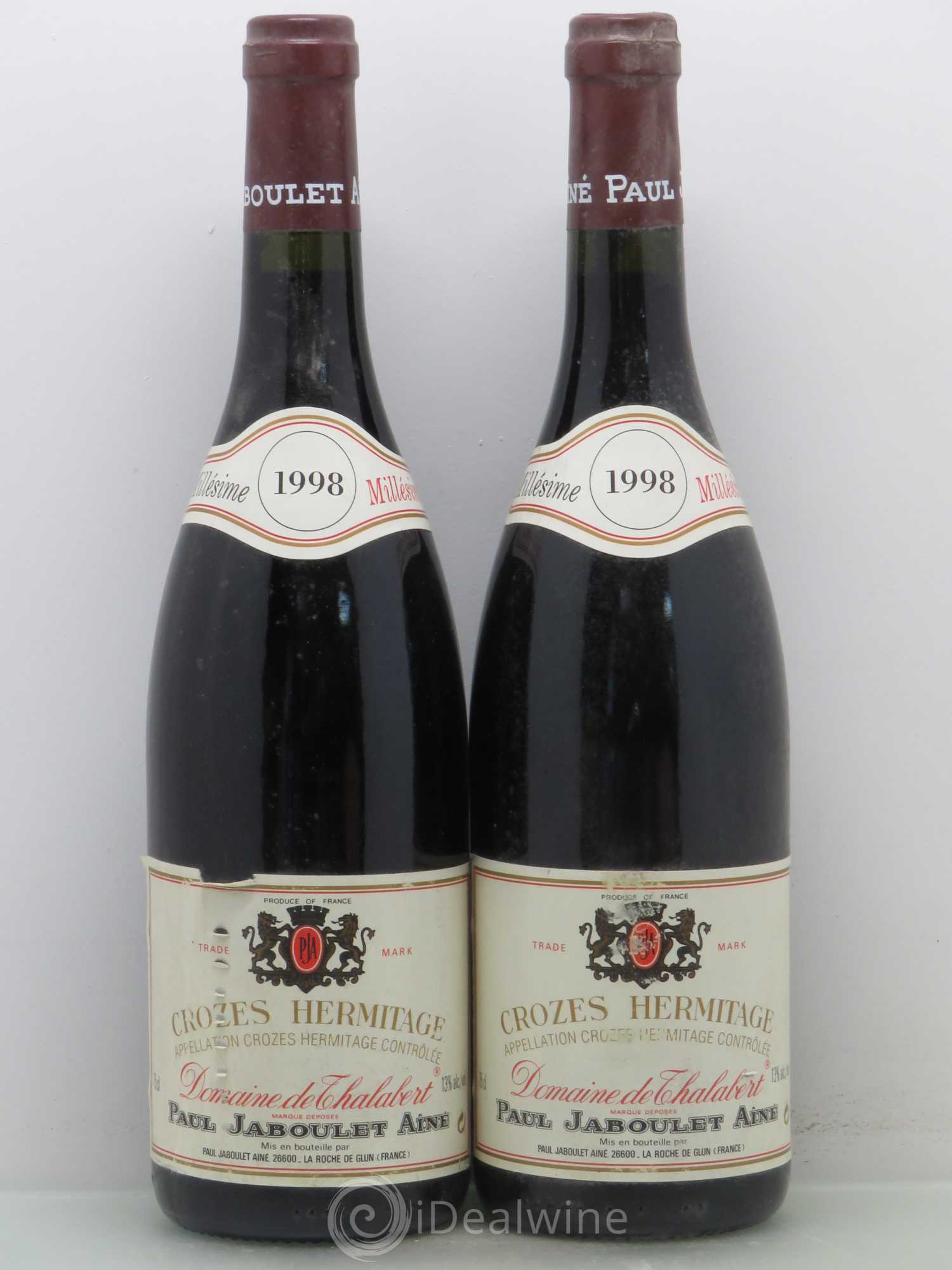 Crozes-Hermitage Domaine de Thalabert Paul Jaboulet Ainé 1998 - Lot de 2 bouteilles - 0
