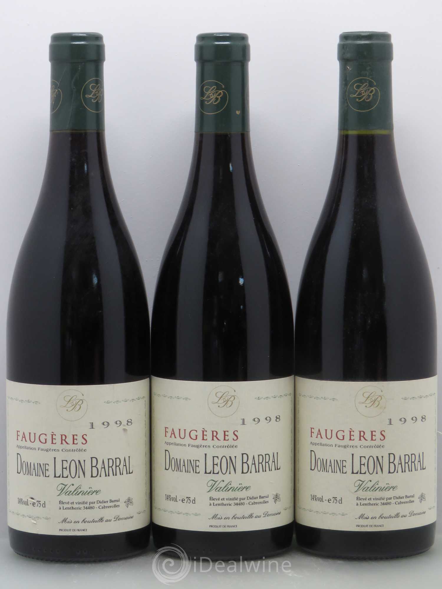 Faugères Valinière Domaine Léon Barral 1998 - Lot de 3 bouteilles - 0