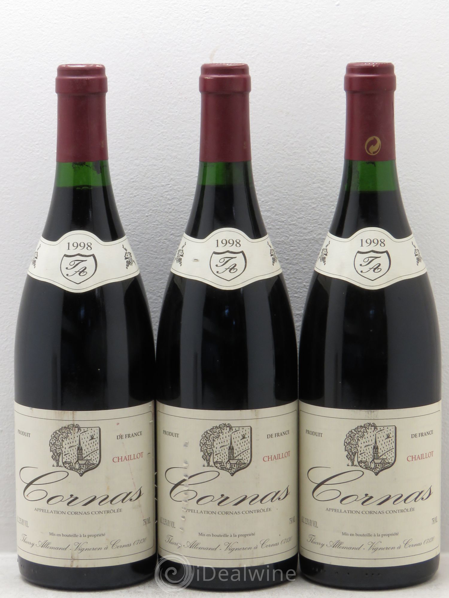 Cornas Chaillot Thierry Allemand 1998 - Lot de 3 bouteilles - 0