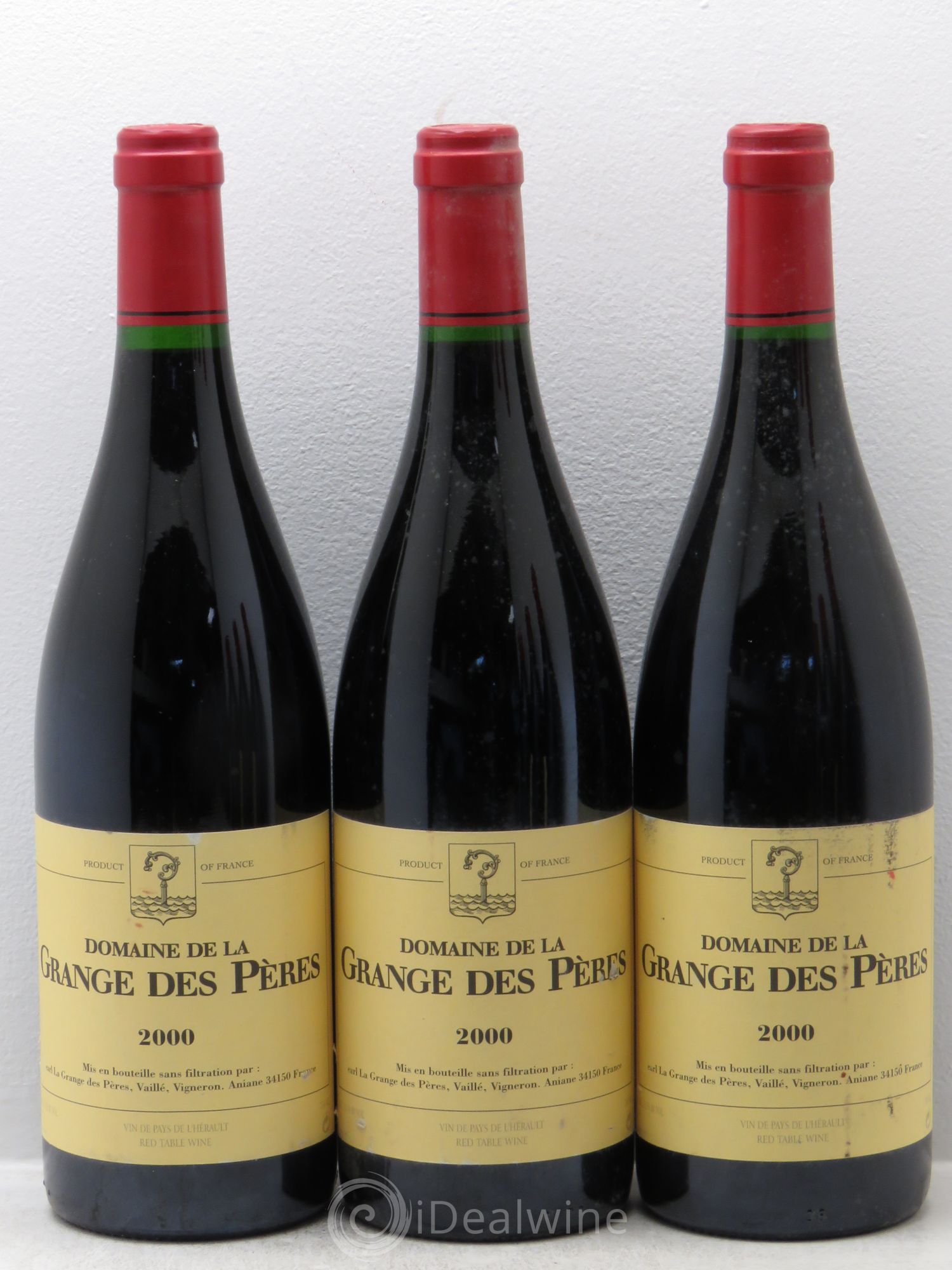 Pays d'Hérault Grange des Pères Laurent Vaillé 2000 - Lot de 3 bouteilles - 0