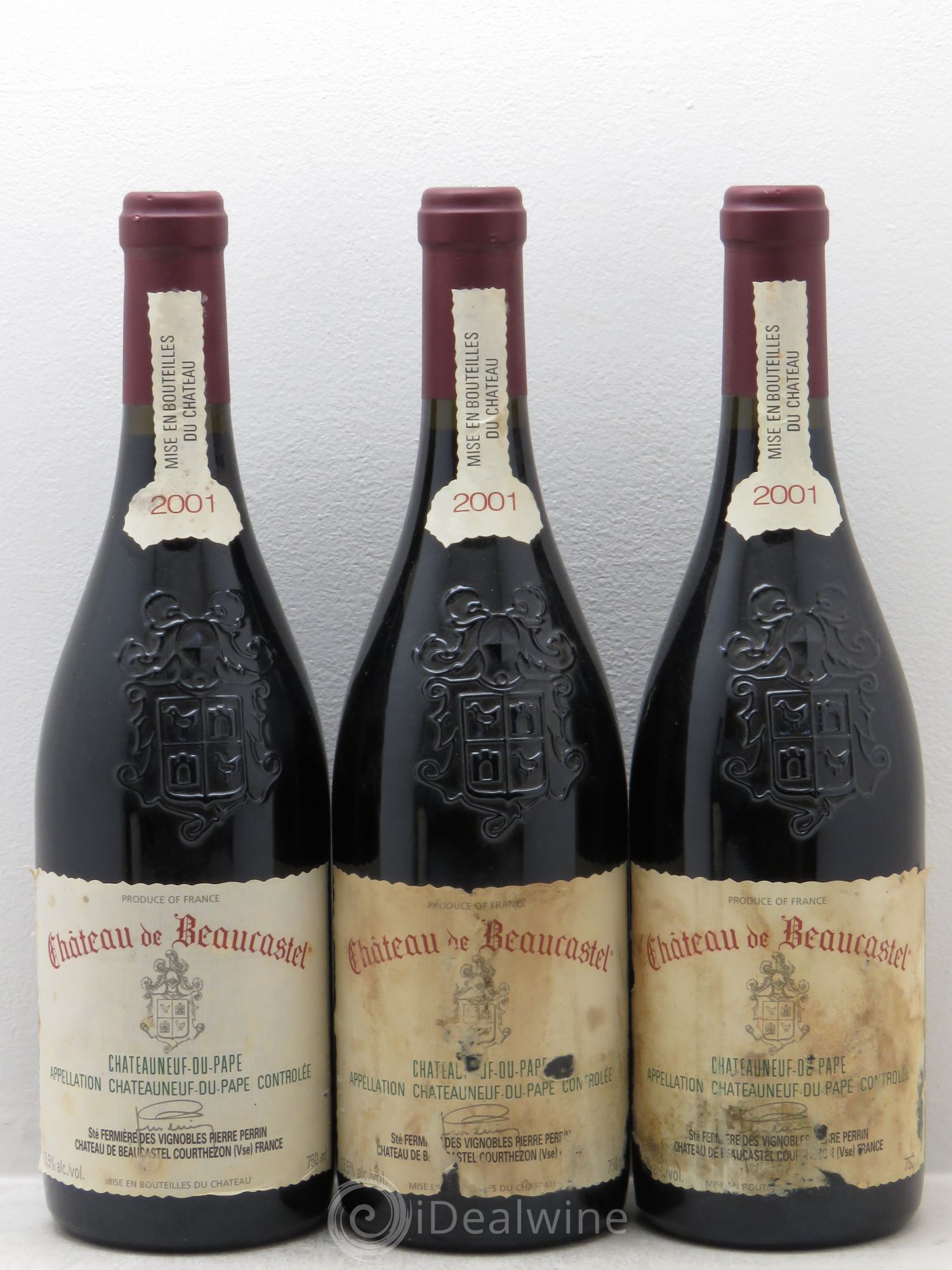 Châteauneuf-du-Pape Château de Beaucastel Famille Perrin 2001 - Lot de 3 bouteilles - 0