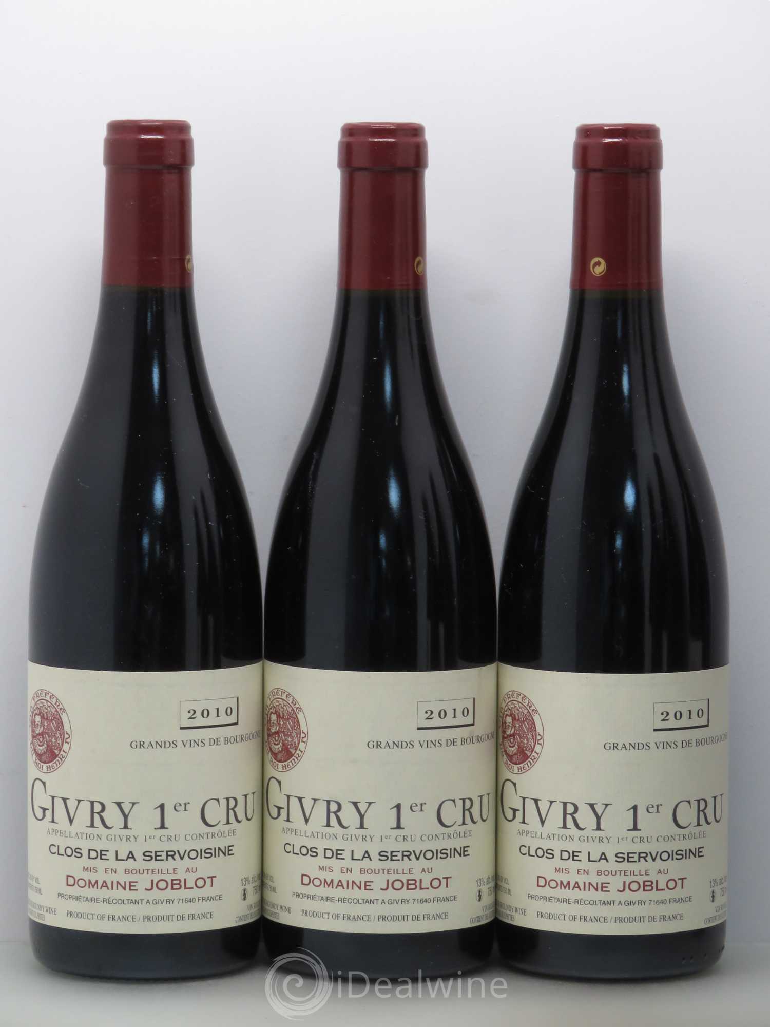 Givry 1er Cru Servoisine Joblot (Domaine) 2010 - Lot de 6 bouteilles - 1
