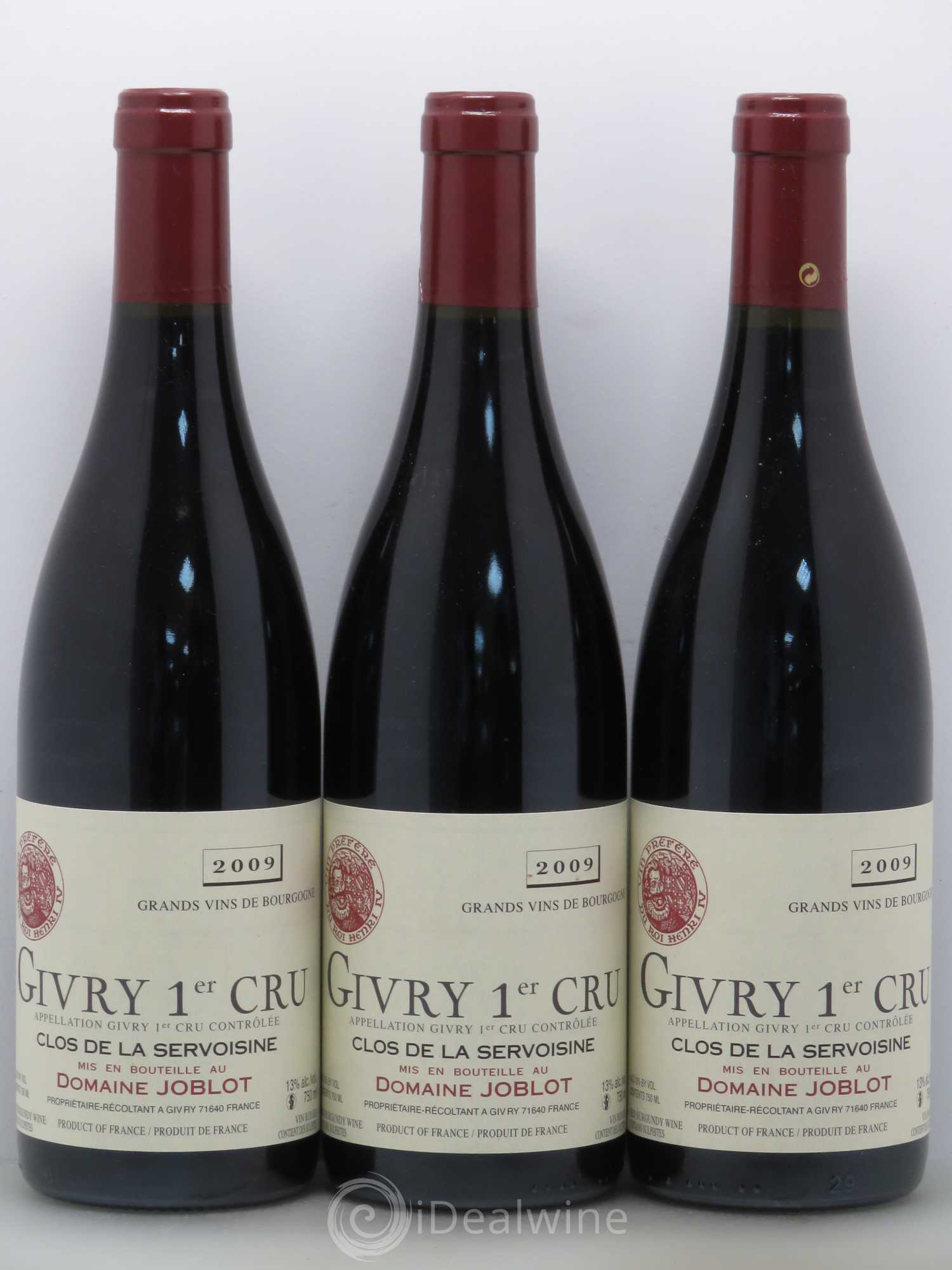 Givry 1er Cru Servoisine Joblot (Domaine) 2009 - Lotto di 6 bottiglie - 2