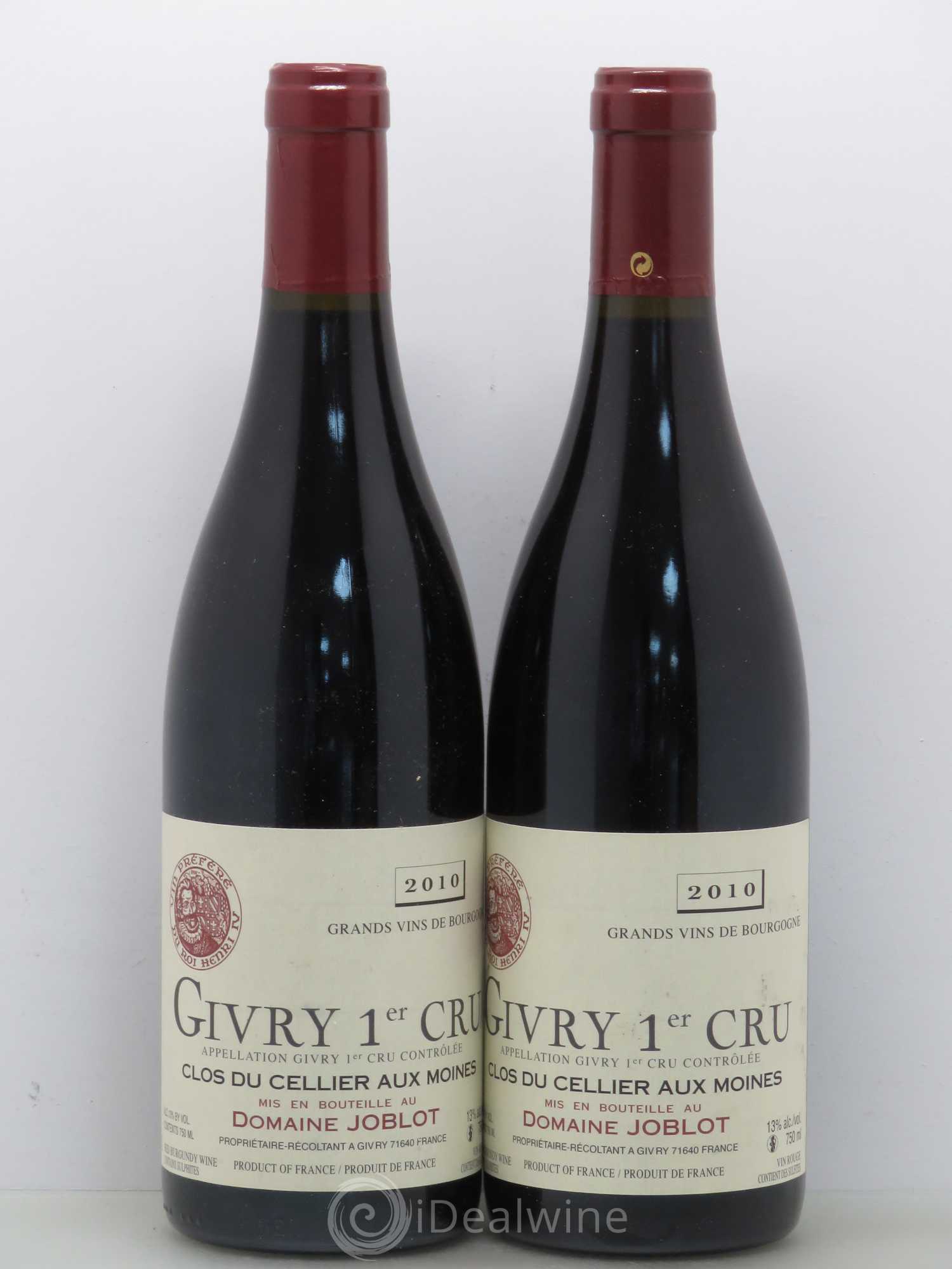 Givry 1er Cru Clos du Cellier aux Moines Joblot (Domaine) 2010 - Lot de 2 bouteilles - 0