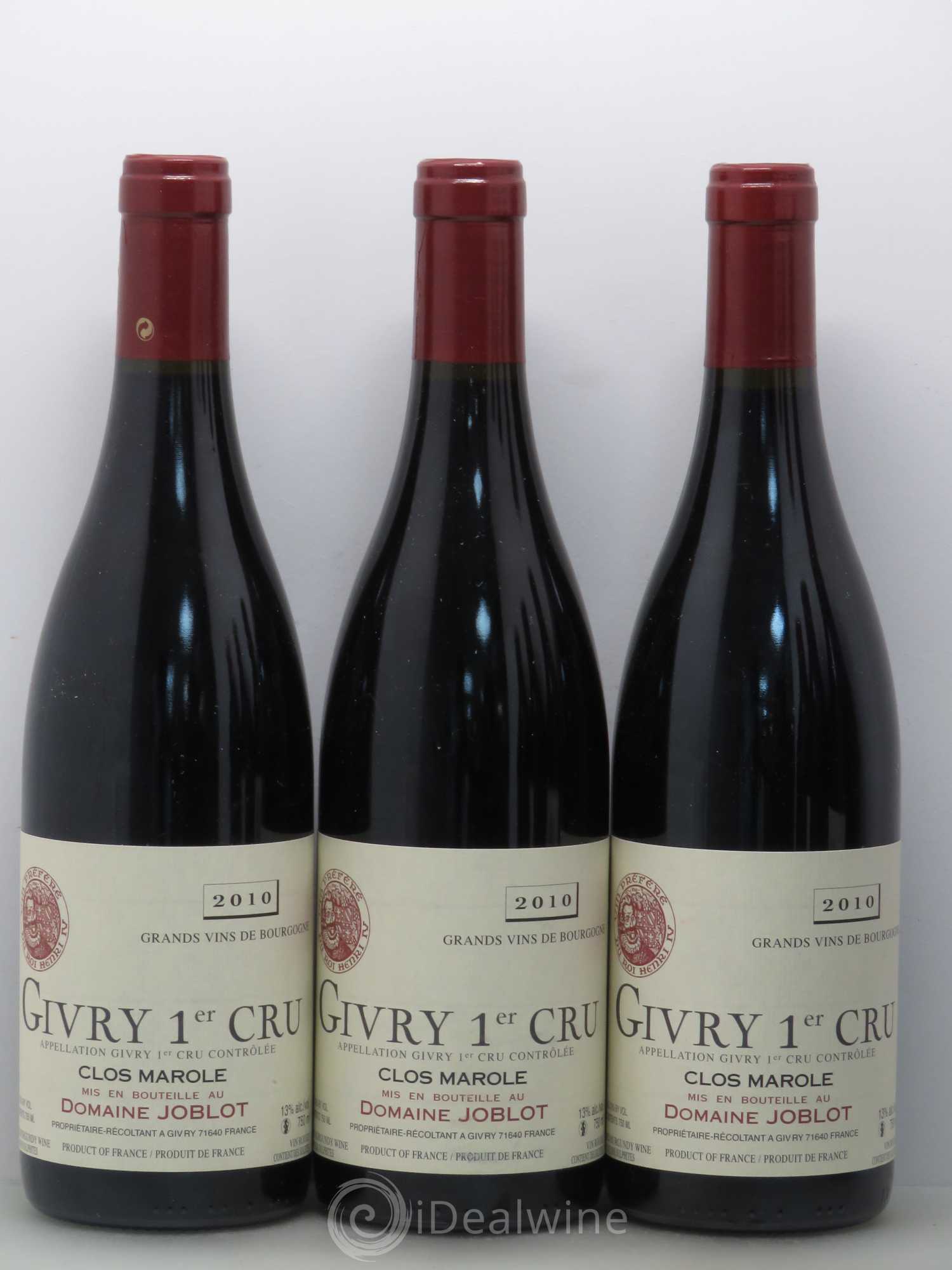 Givry 1er Cru Clos Marole Joblot (Domaine) 2010 - Lot de 6 bouteilles - 1