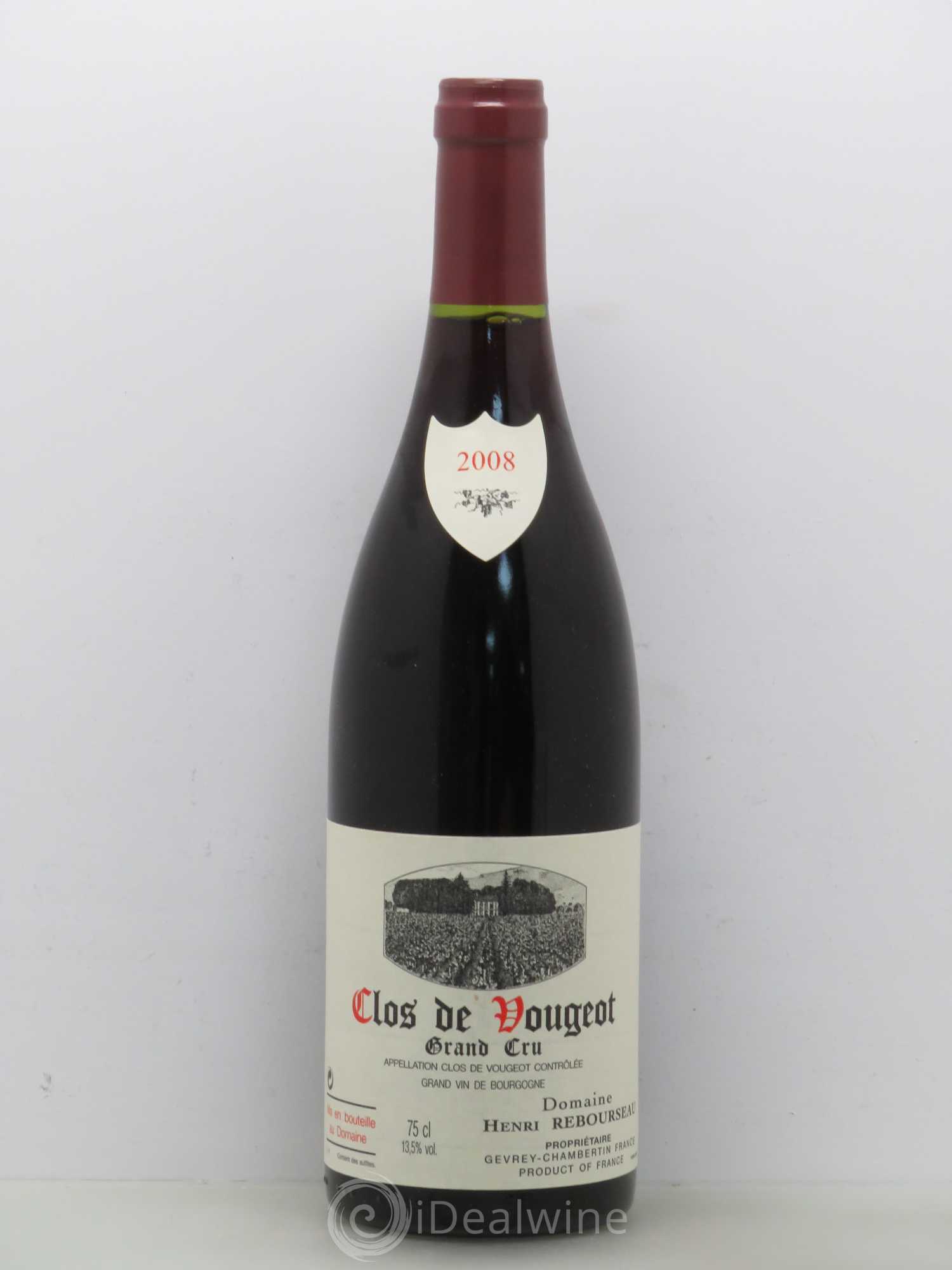 Clos de Vougeot Grand Cru Henri Rebourseau (Domaine) 2008 - Lot de 1 bouteille - 0