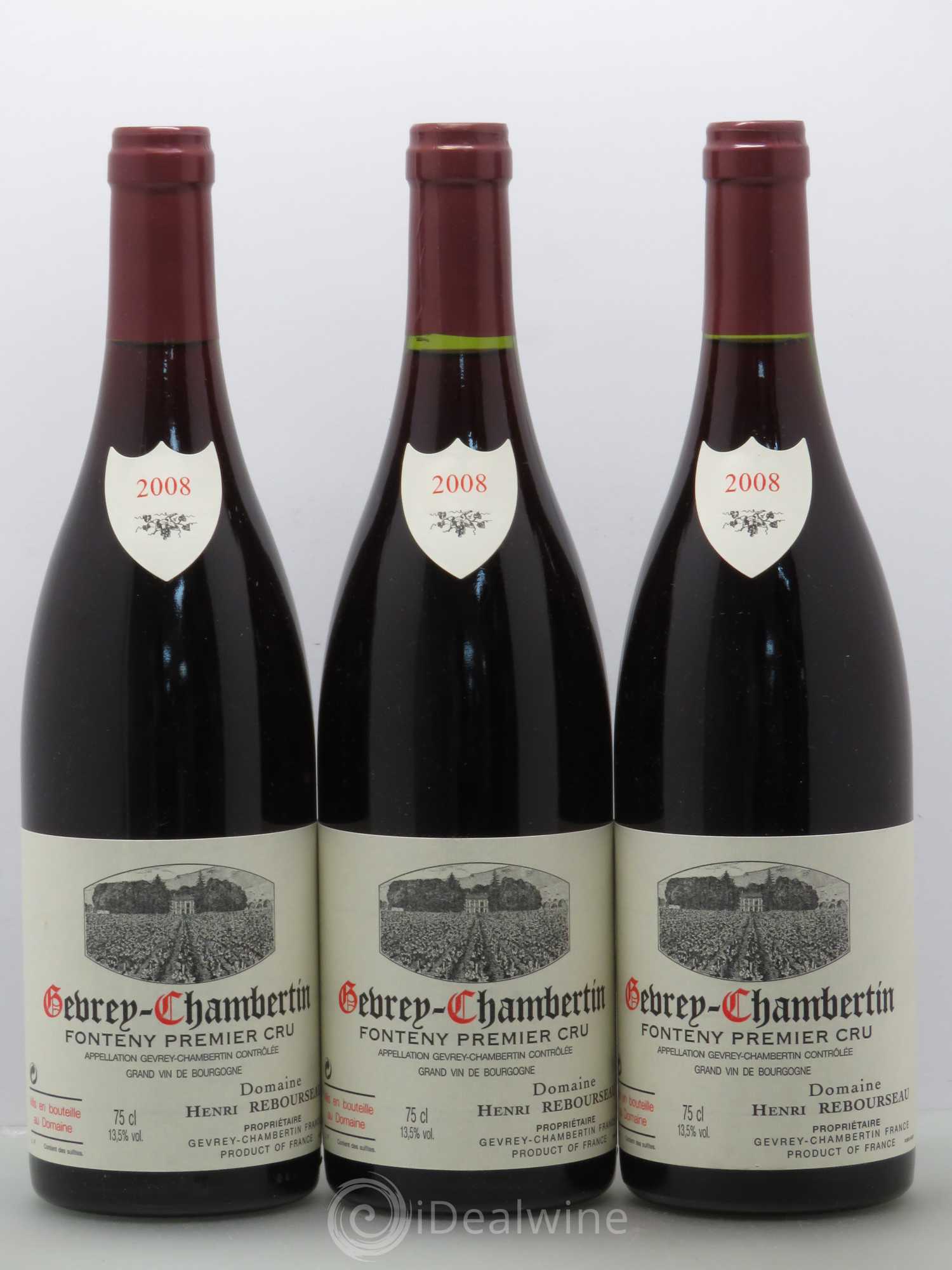 Gevrey-Chambertin Henri Rebourseau Fonteny. 1er cru 2008 - Posten von 3 Flaschen - 0