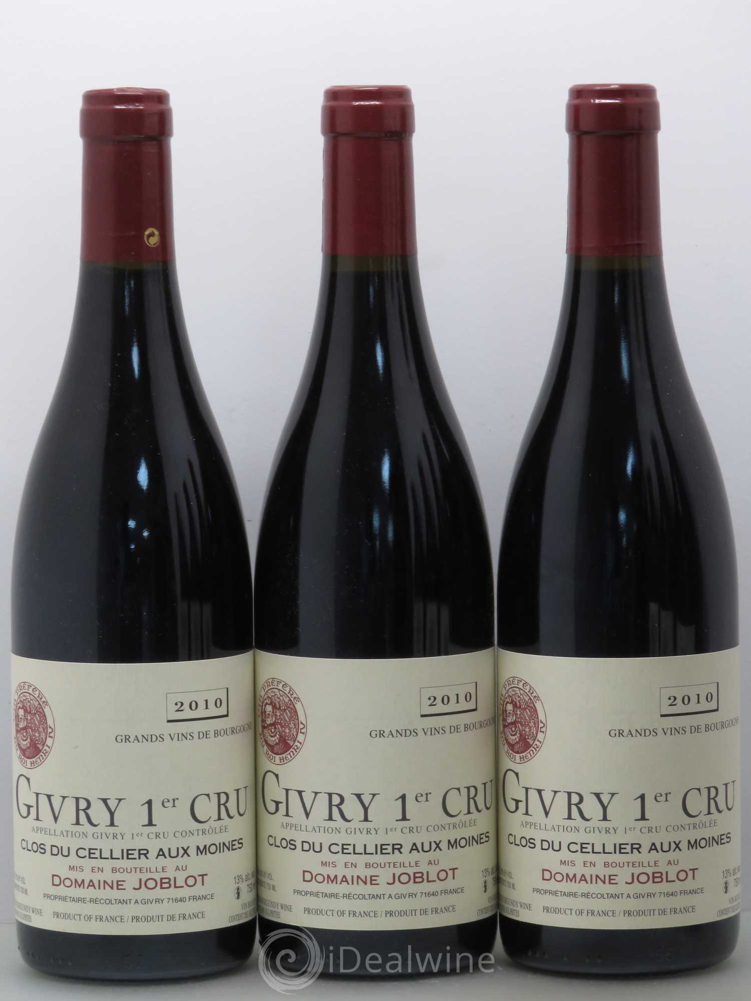 Givry 1er Cru Clos du Cellier aux Moines Joblot (Domaine) 2010 - Lot de 6 bouteilles - 2
