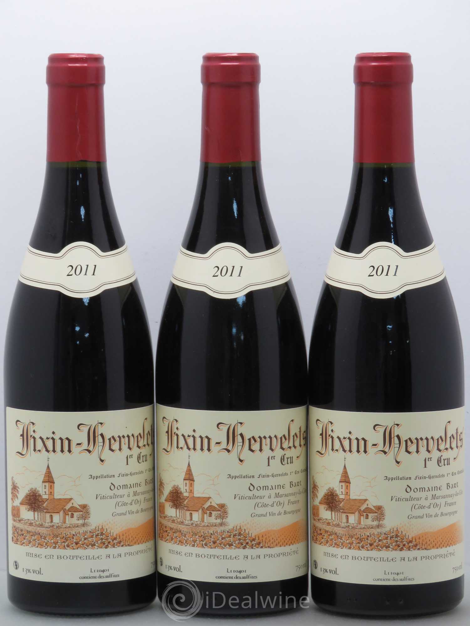Fixin 1er Cru Domaine Bart Hervelets 2011 - Posten von 6 Flaschen - 2
