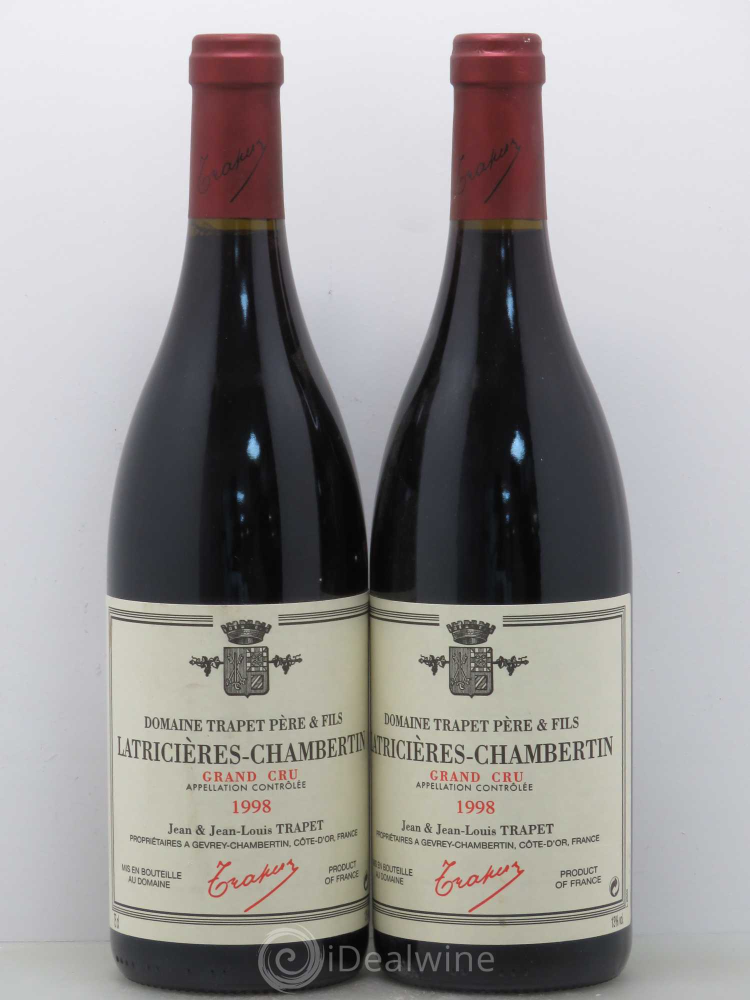 Latricières-Chambertin Grand Cru Domaine Trapet 1998 - Lot de 2 bouteilles - 0