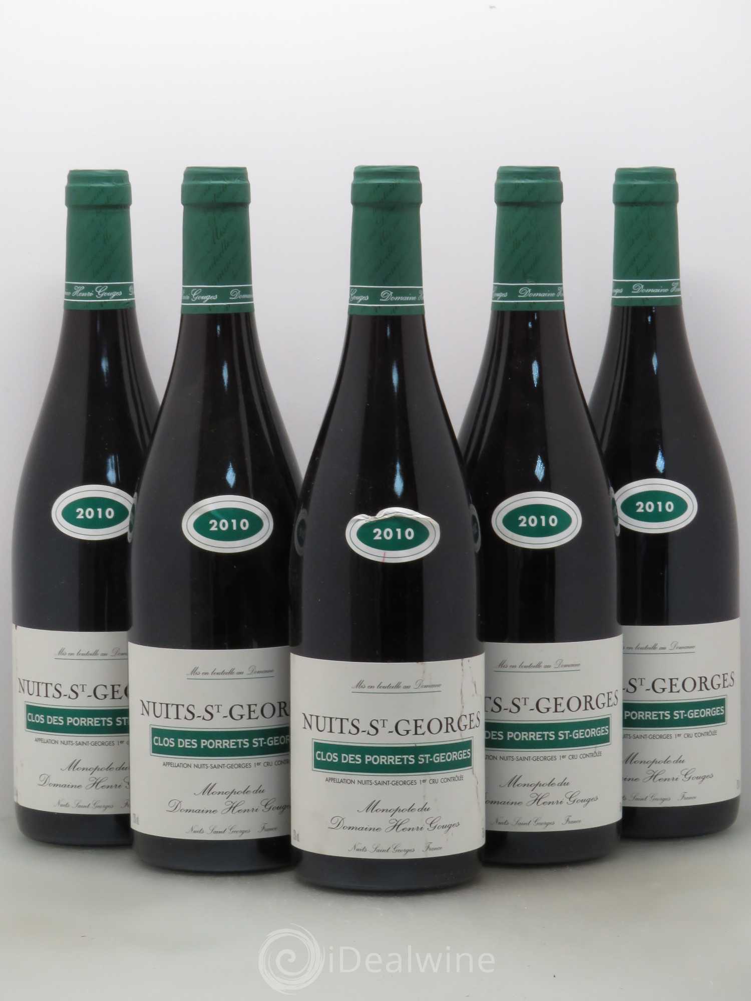 Nuits-Saint-Georges 1er Cru Clos des Porrets St Georges Henri Gouges 2010 - Lot de 5 bouteilles - 0