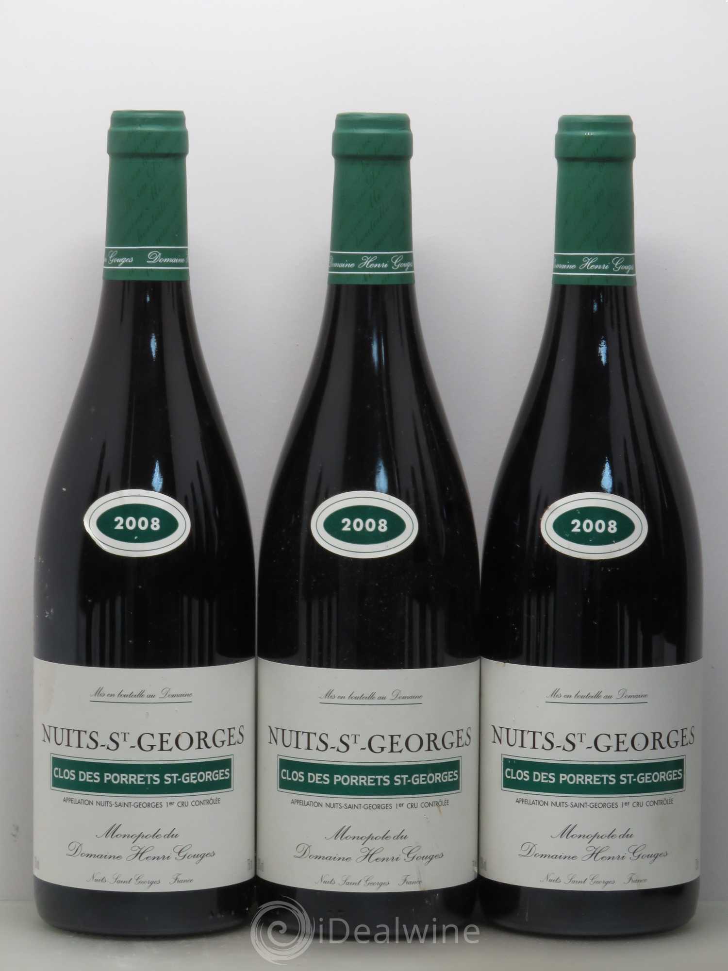 Nuits-Saint-Georges 1er Cru Clos des Porrets Saint-Georges Henri Gouges 2008 - Lot de 12 bouteilles - 1