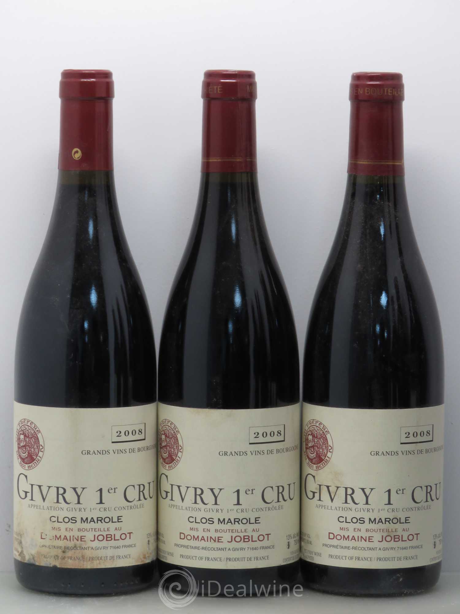 Givry 1er Cru Clos Marole Joblot (Domaine) 2008 - Lot de 6 bouteilles - 1