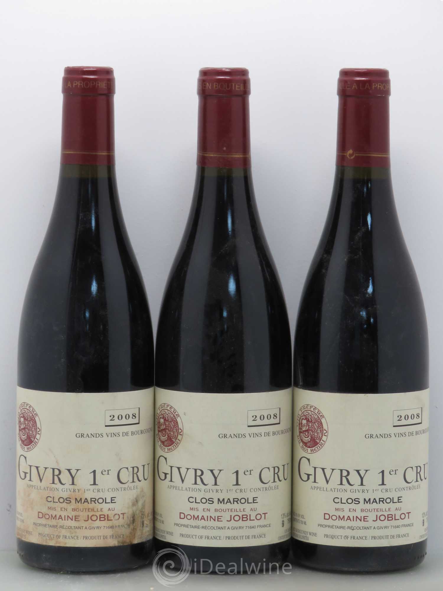 Givry 1er Cru Clos Marole Joblot (Domaine) 2008 - Lot de 6 bouteilles - 2