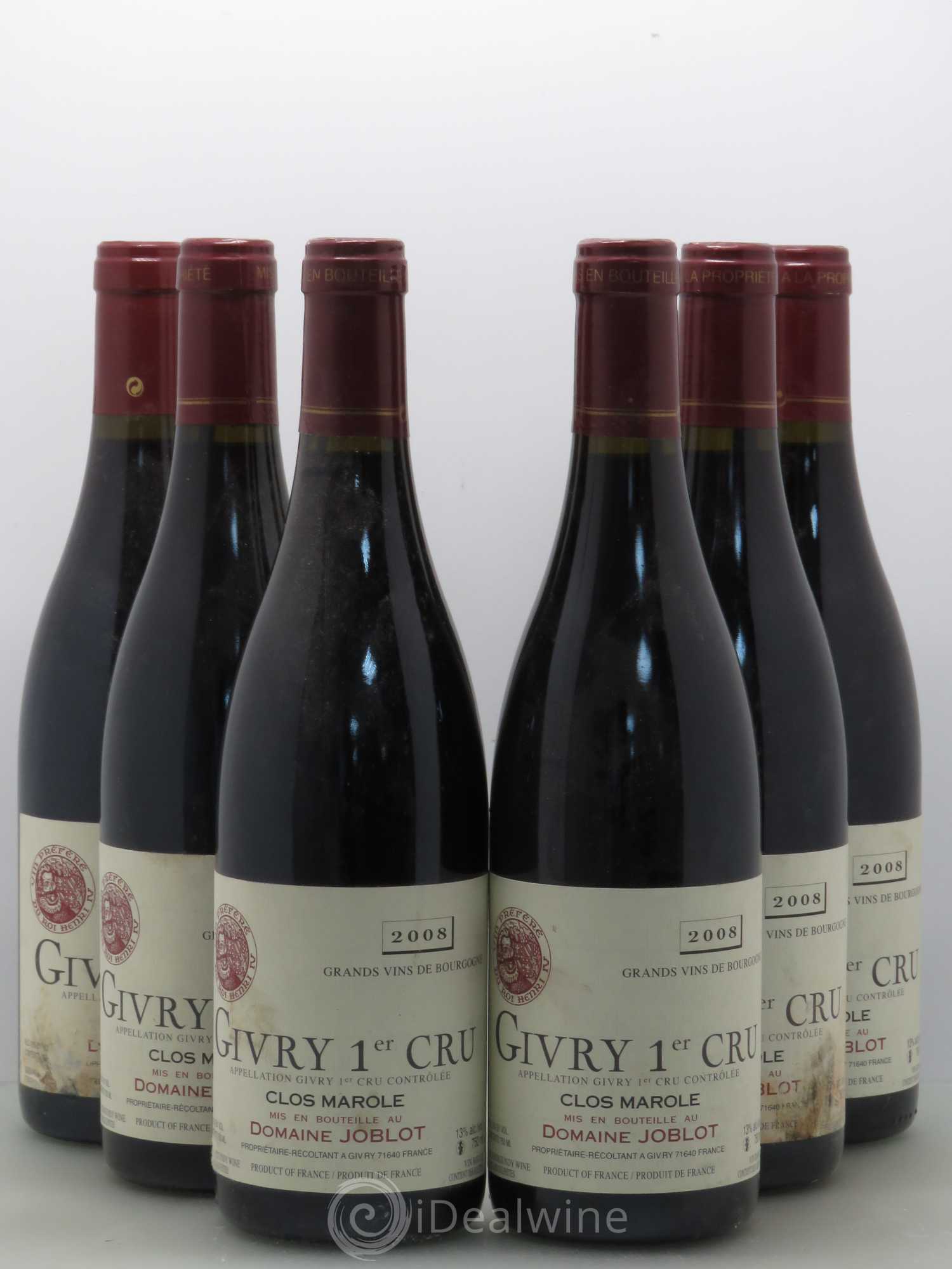 Givry 1er Cru Clos Marole Joblot (Domaine) 2008 - Lot de 6 bouteilles - 0
